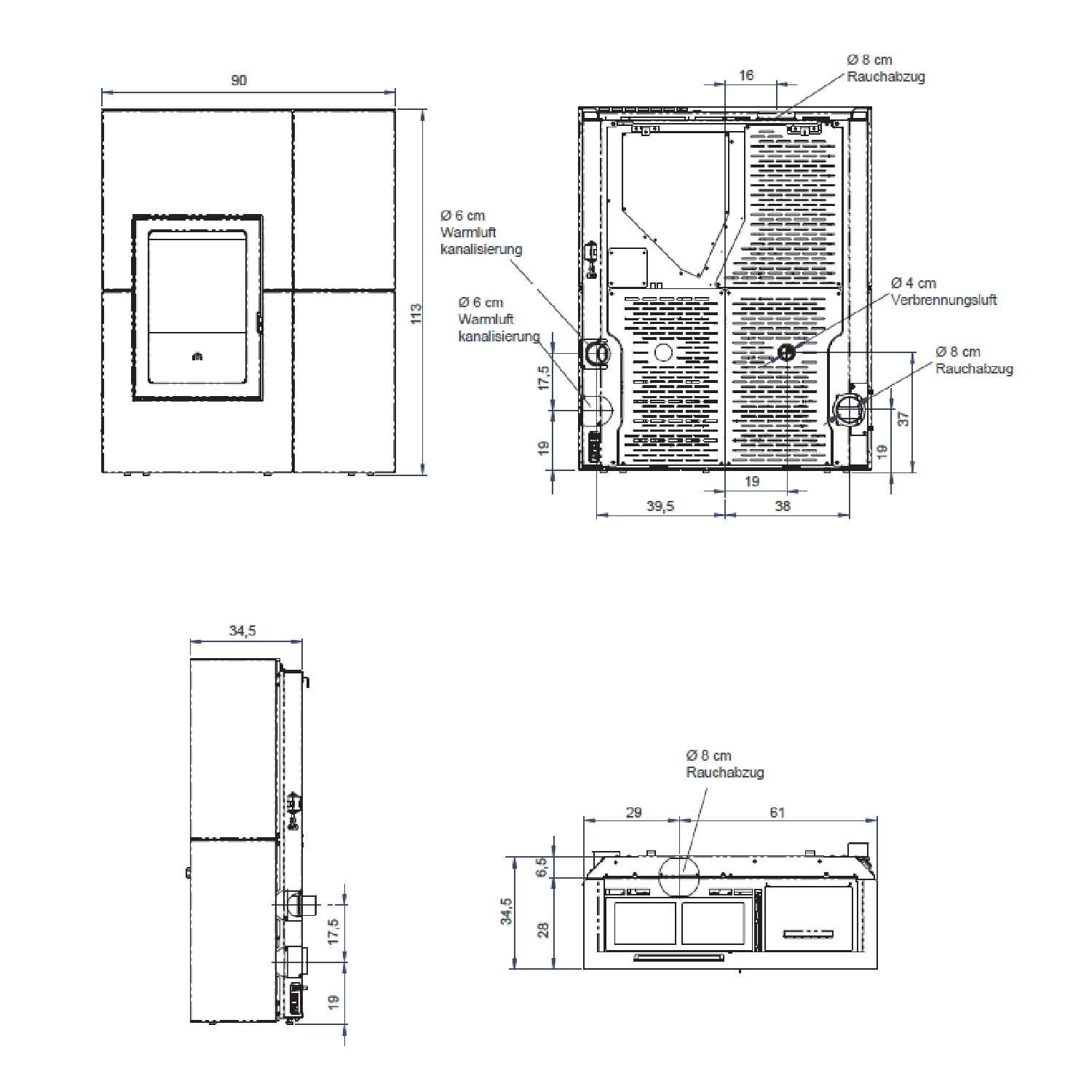 Edilkamin Blade12++ Evo poêle à granulés acier bronze