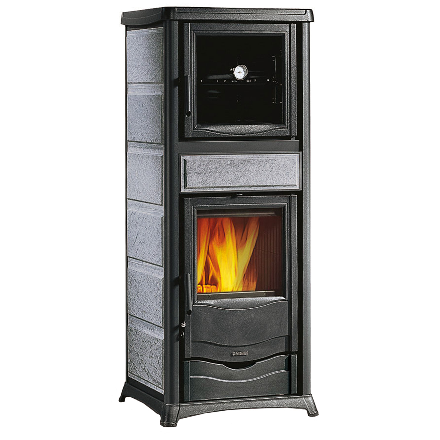 La Nordica Termorossella Plus DSA Forno 4.0 Poêle à bois hydraulique en pierre ollaire Ensemble complet avec réservoir tampon TPSR 825 + 1 SWT