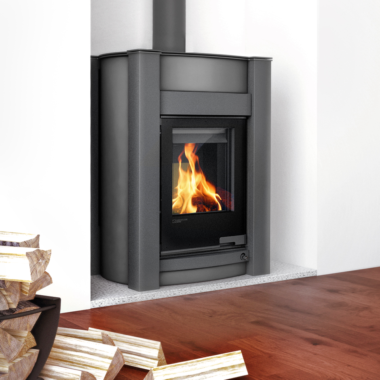 Poêle à bois Aquaflam Vario Kalmar Gris