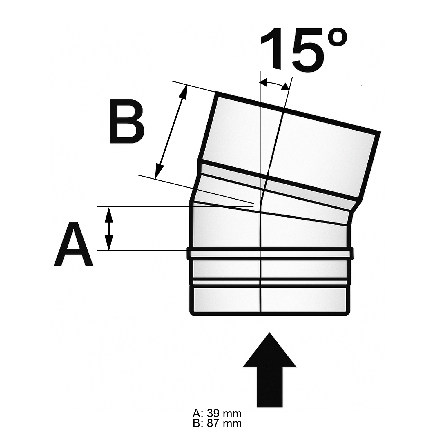Schiedel PRIMA PLUS coude 15° Ø150 mm simple paroi mat