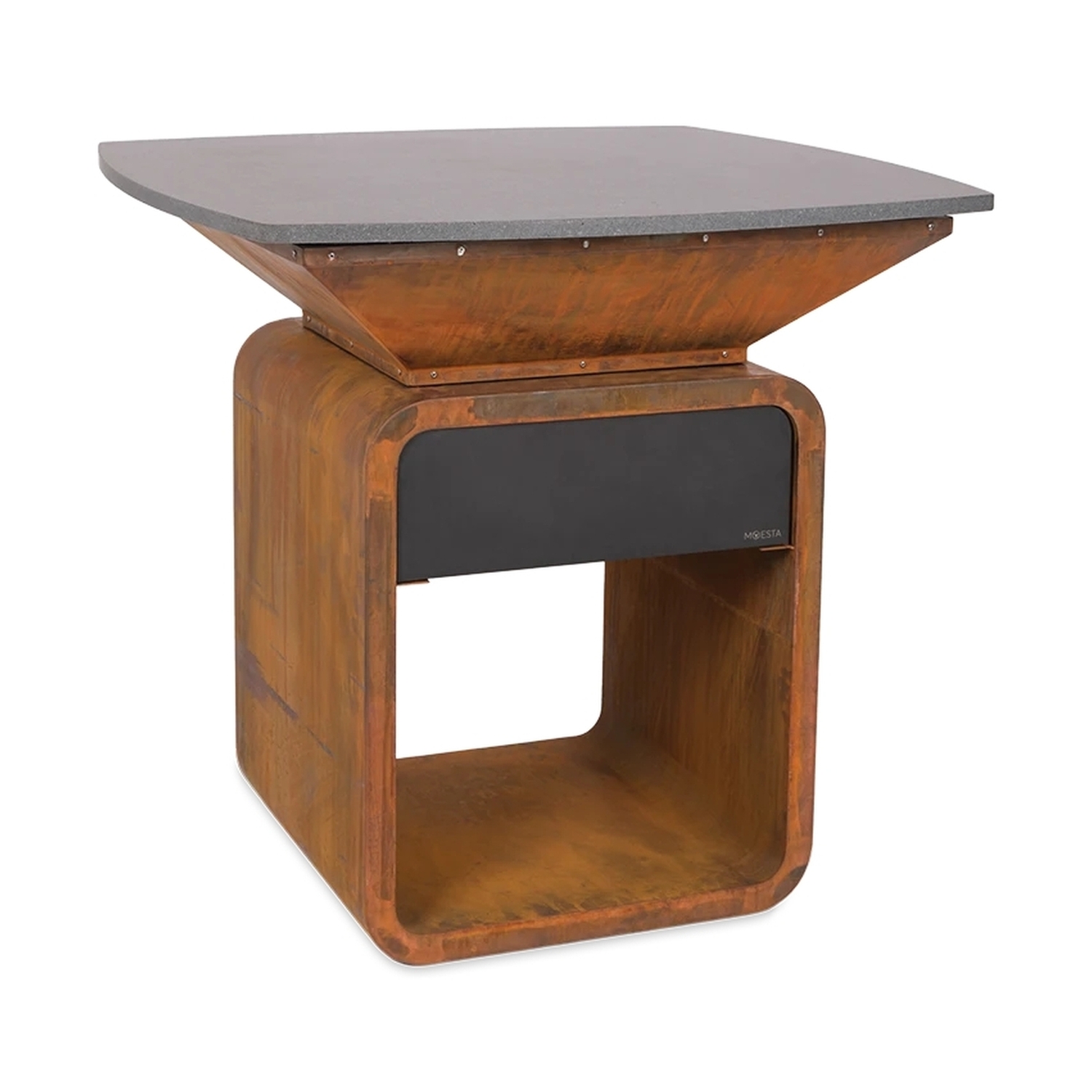 Moesta One Table Corten avec plateau de table en pierre de lave