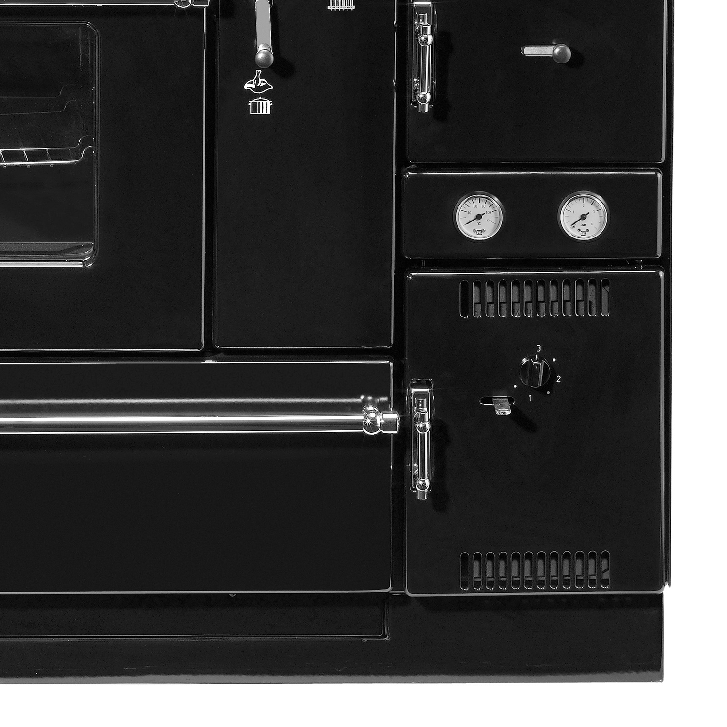 Wamsler K 178 Poêle à bois avec raccordement à l'eau Noir Tuyau de fumée à gauche
