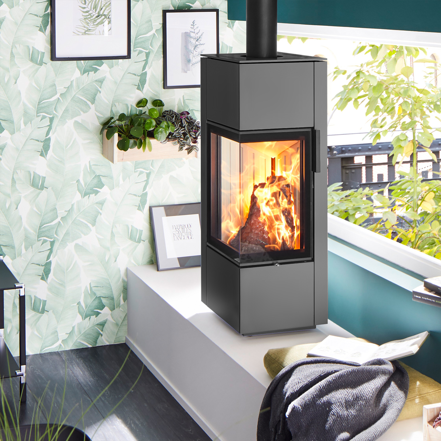 Spartherm Piko S acier Poêle à bois Titane + 1 m³ de bois de chauffage gratuit Spartherm Piko S acier Poêle à bois Titane + 1 m³ de bois de chauffage gratuit