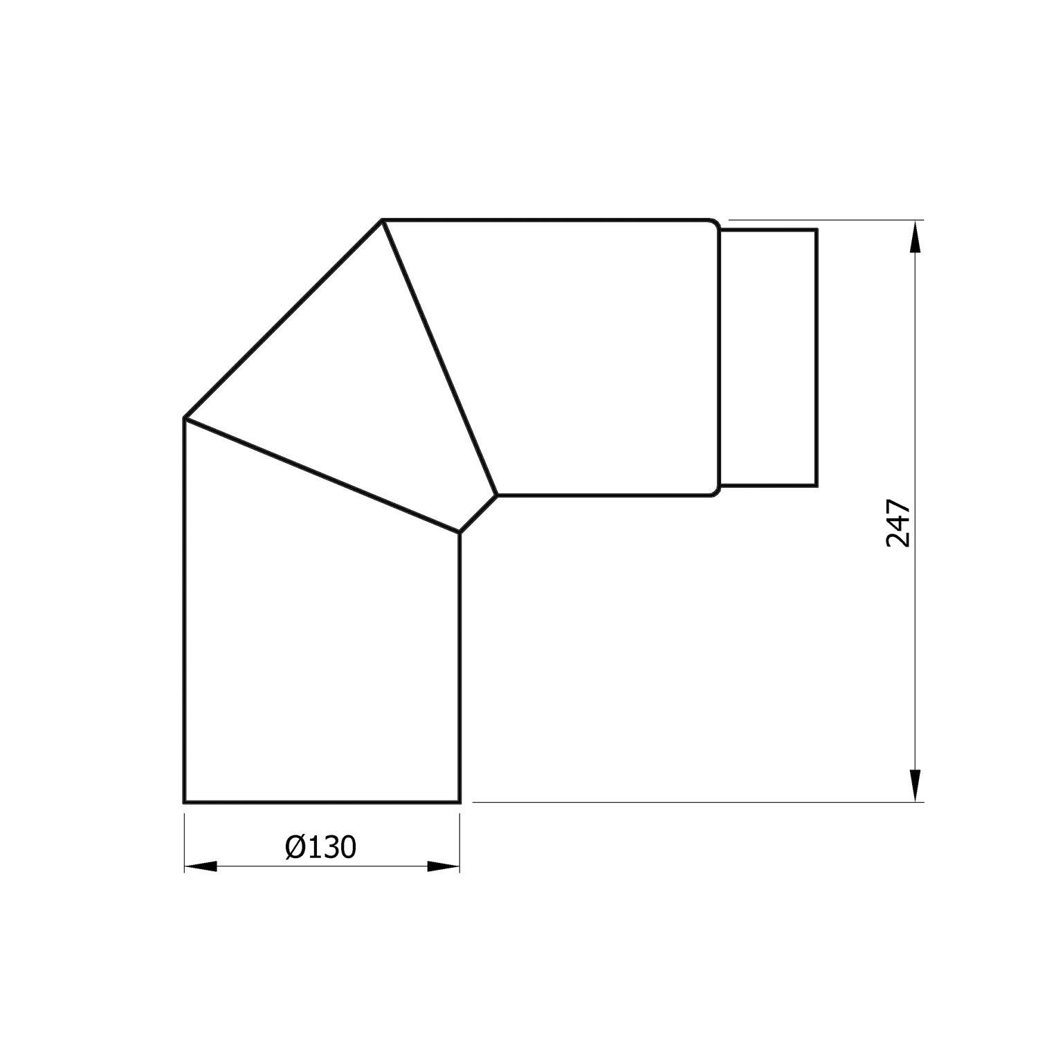 Raik Basic coude de tuyau de fumée 130mm gris fonte 90° – 3 pièces, sans porte pour tuyau de fumée / conduit de fumée