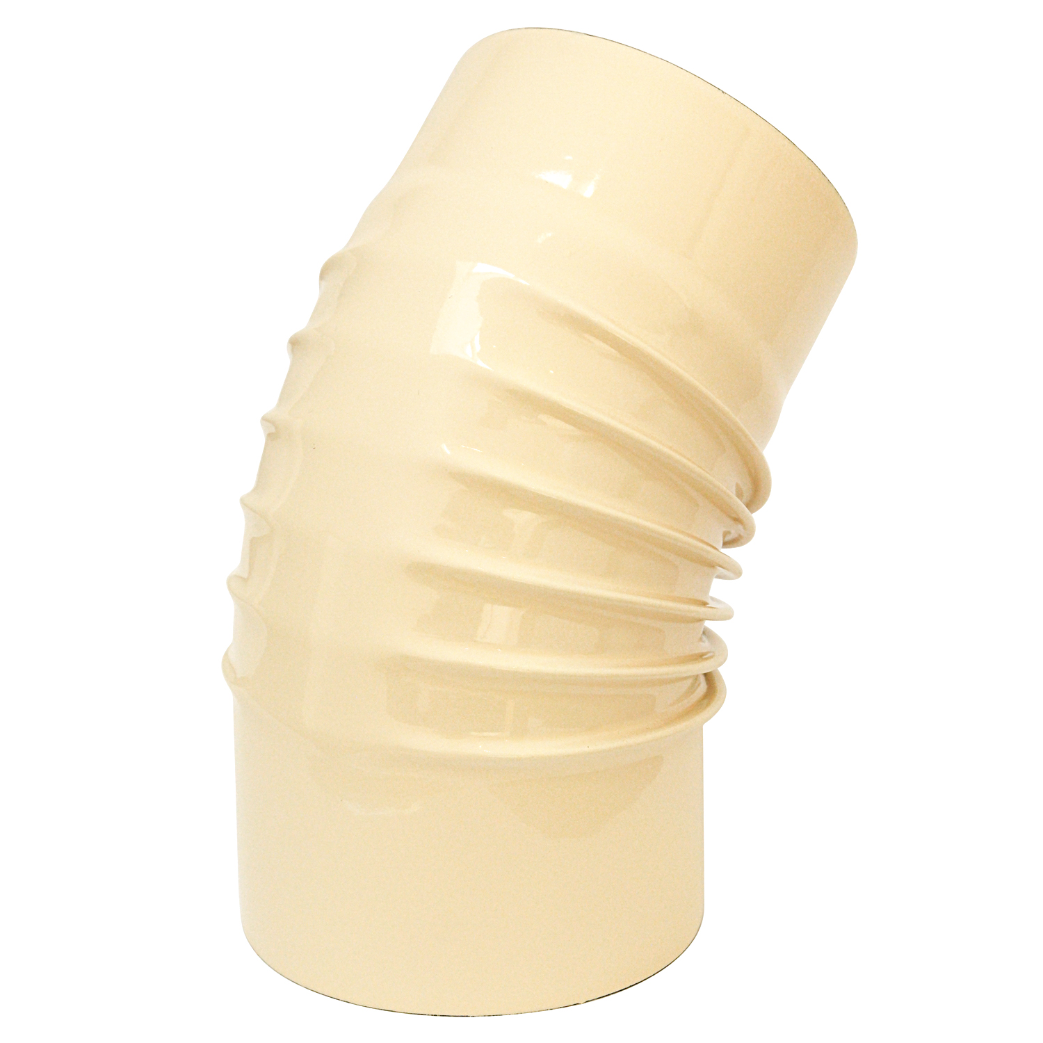 Coude de conduit de fumée / Coude de tuyau de poêle émaillé 130mm - Coude à 45° nervuré ivoire