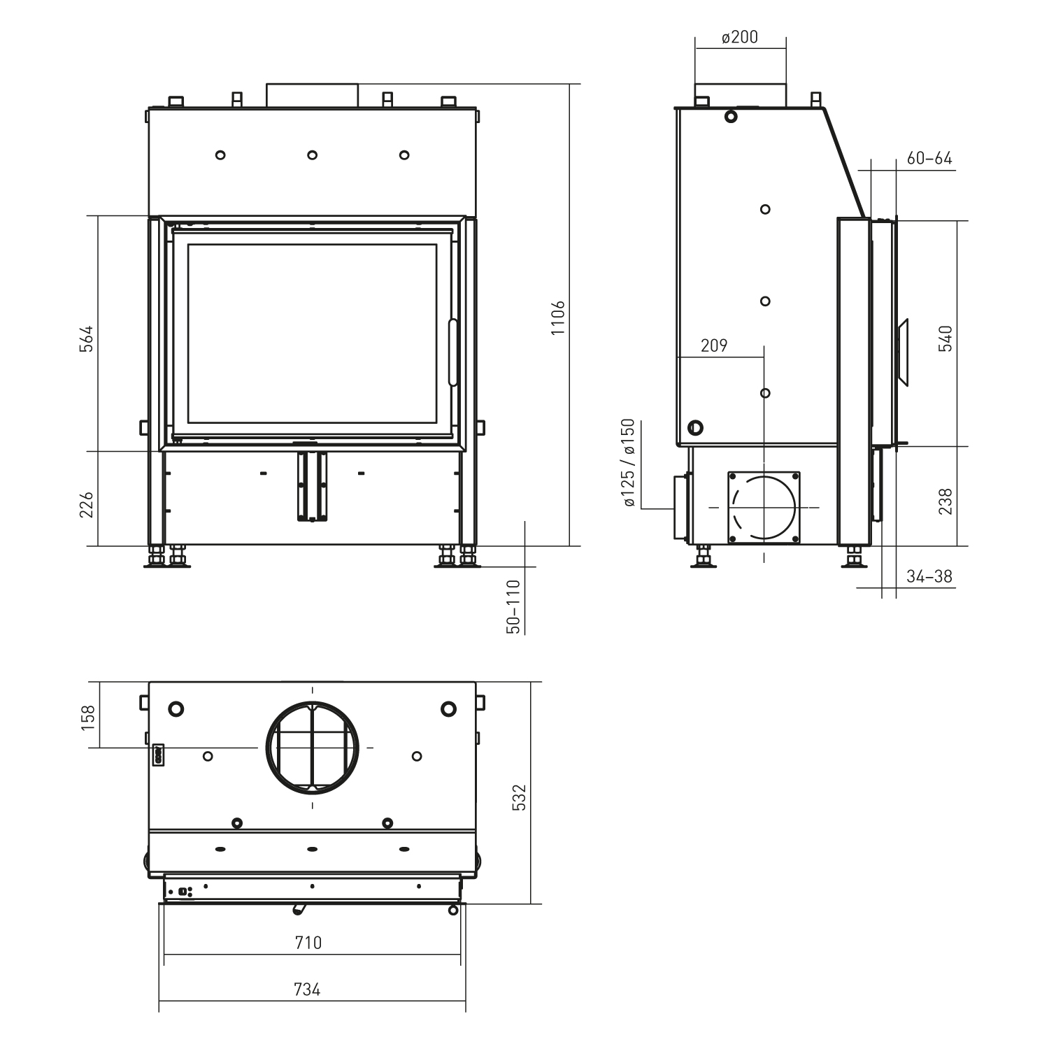 Schmitzker No5 17 kW Insert de cheminée avec échangeur d'eau