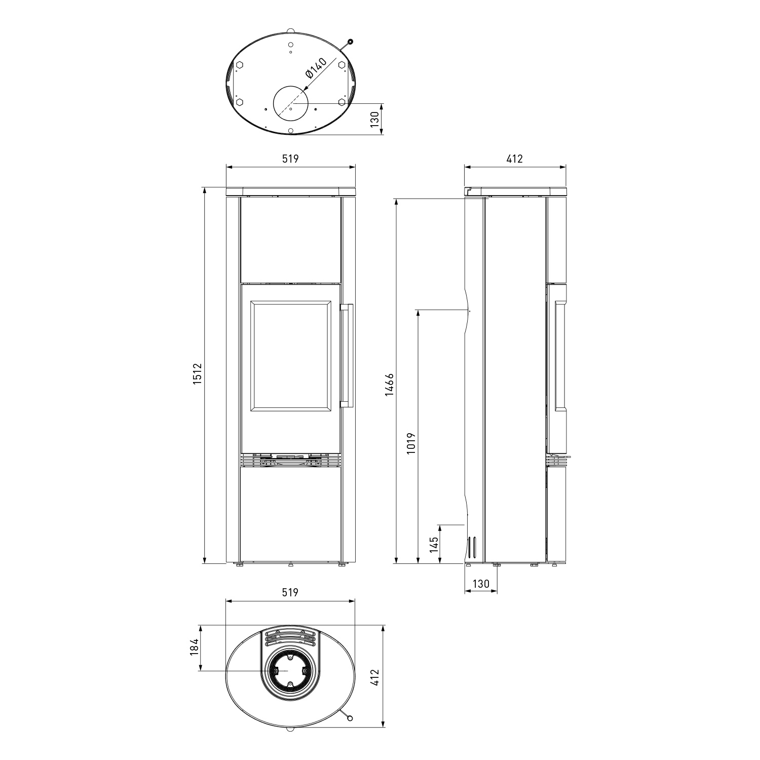 Poêle à bois TermaTech TT21RHT Acier Noir