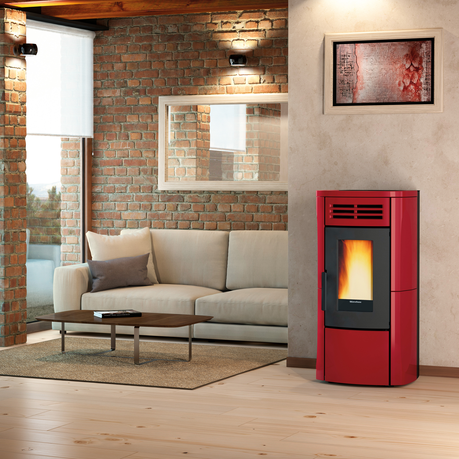 Extraflame Evolution Line Terry Plus poêle à granulés Majolika Bordeaux