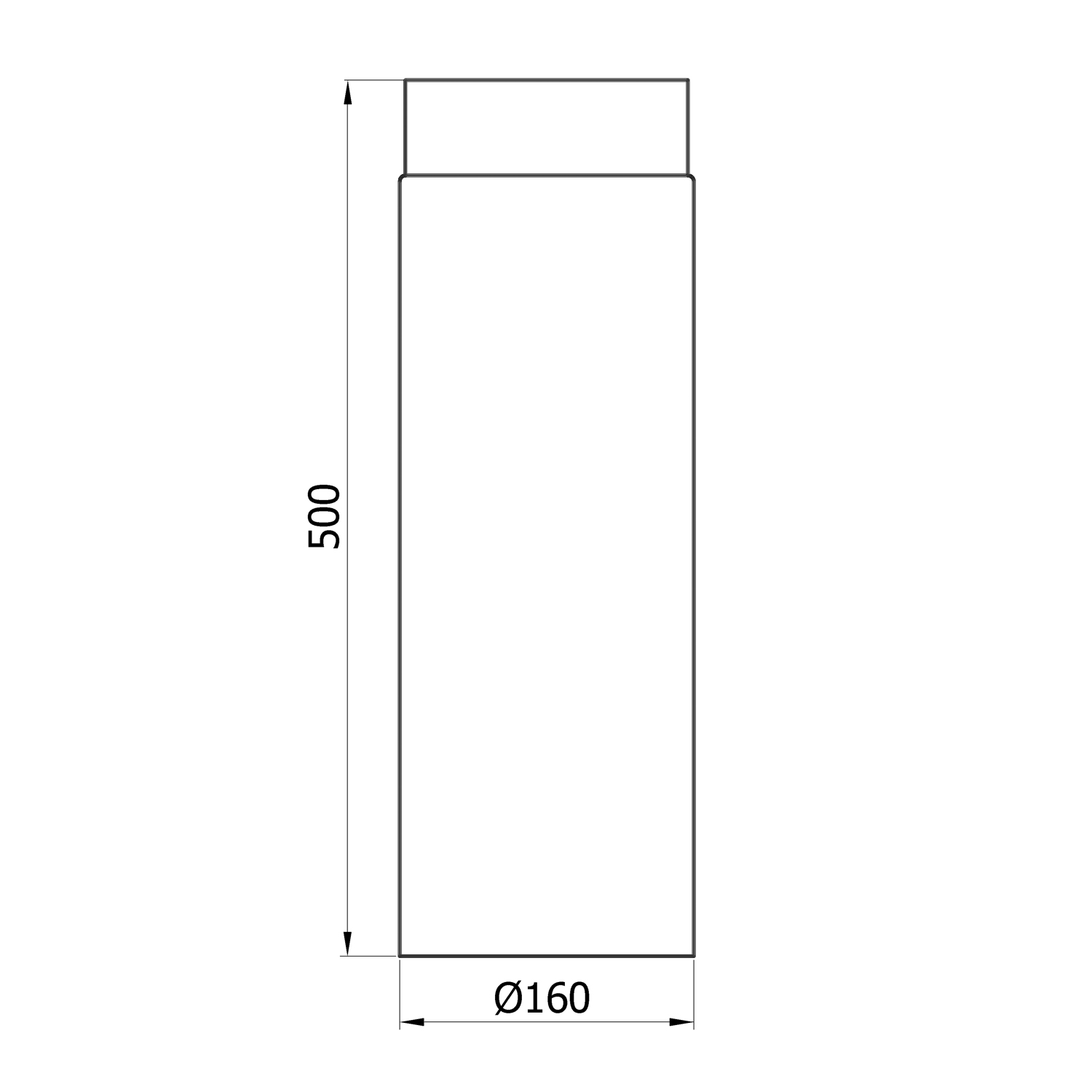 Raik Basic élément de longueur 160mm noir L: 500mm pour tuyau de fumée / conduit de fumée