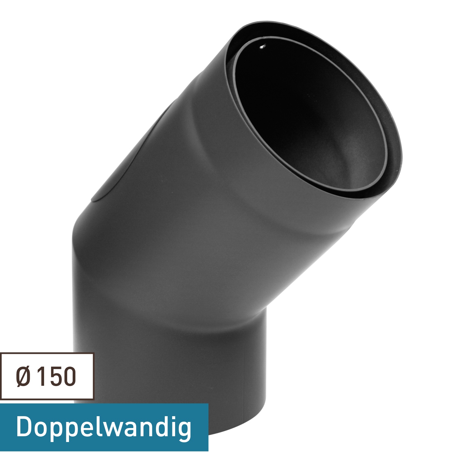 Raik Izoker coude de tuyau de fumée 150mm noir double paroi 45° avec porte pour tuyau de fumée / conduit de fumée
