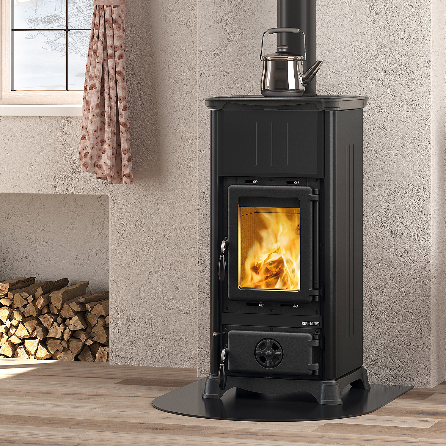 Poêle à bois La Nordica Emiliana Acier Noir-Anthracite
