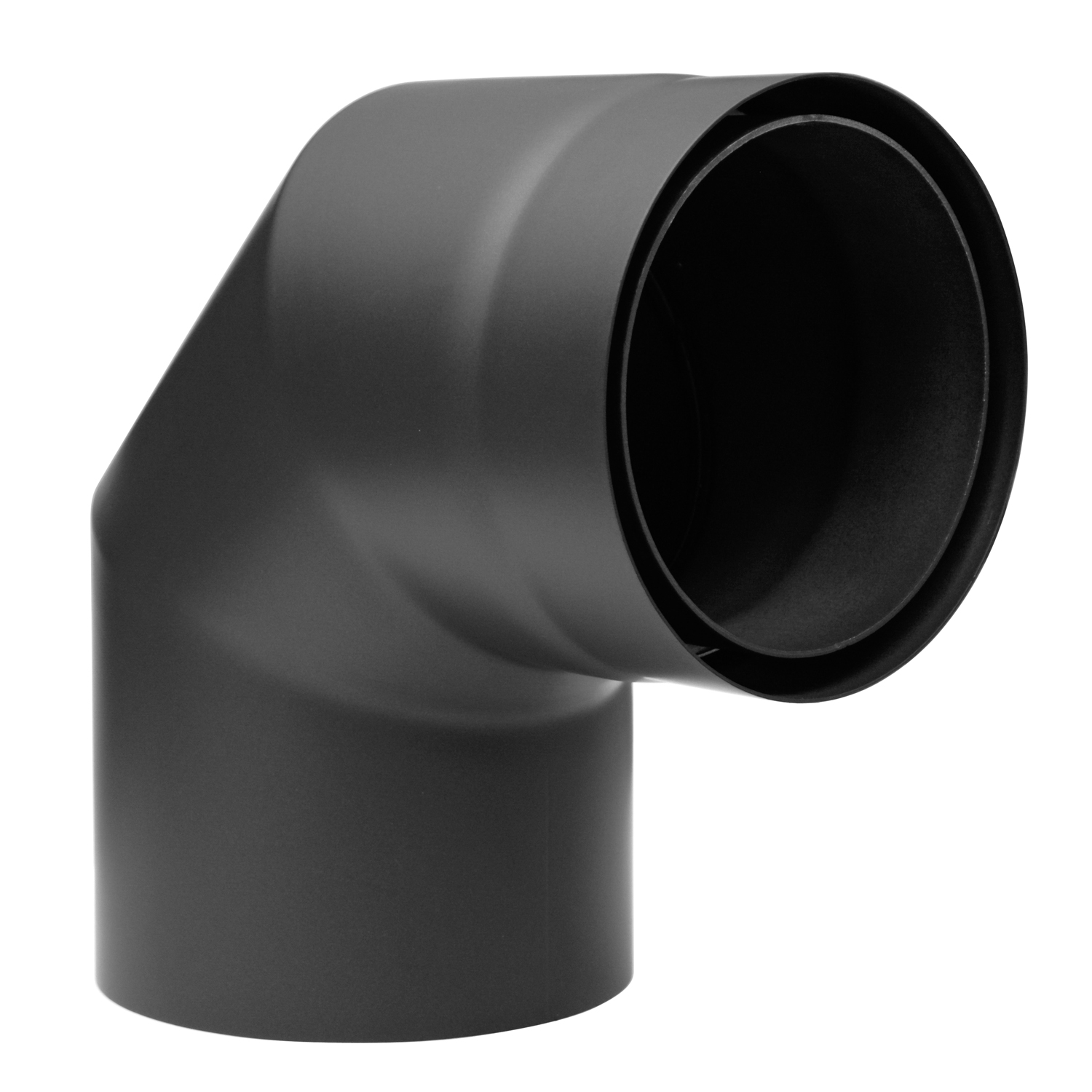 Coude de conduit de fumée Raik / Tuyau de poêle Izoker double paroi avec isolation, diamètre 150 mm, 90°, Noir Coude de conduit de fumée Raik / Tuyau de poêle Izoker double paroi avec isolation, diamètre 150 mm, 90°, Noir