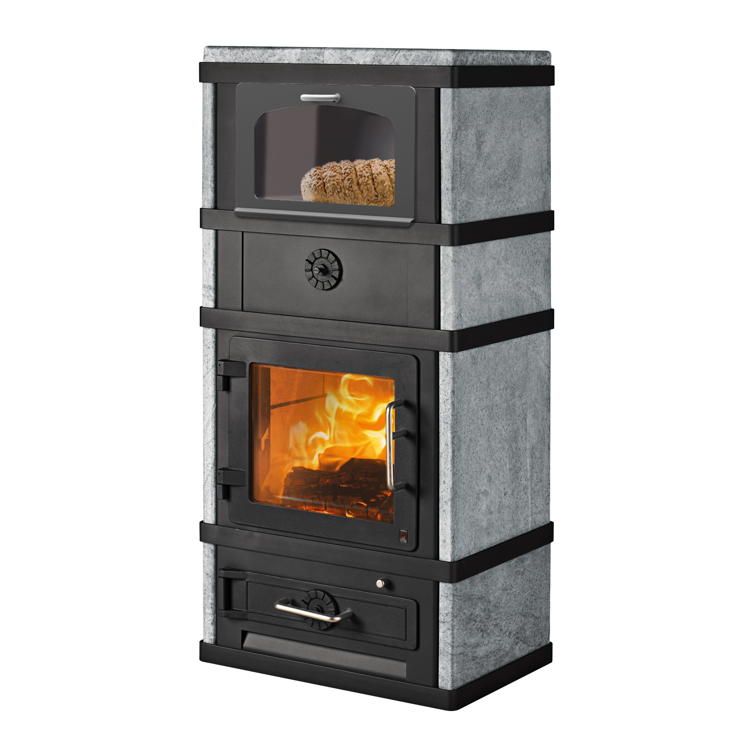 Porte de compartiment de maintien au chaud noire Lotus pour le poêle à bois 2080 avec compartiment de maintien au chaud
