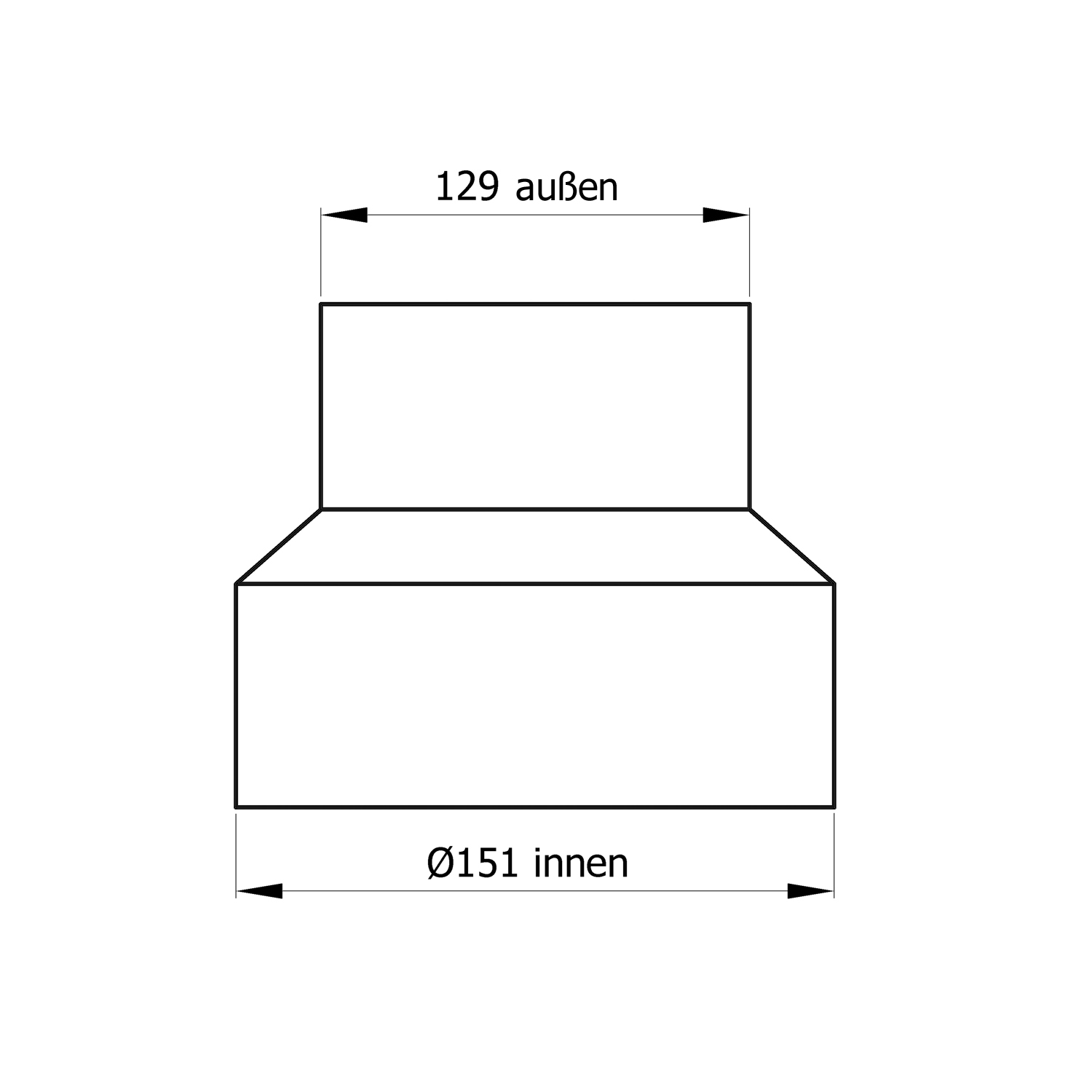 Raik Basic Réduction 150mm - 130mm noir pour tuyau de fumée / conduit de fumée