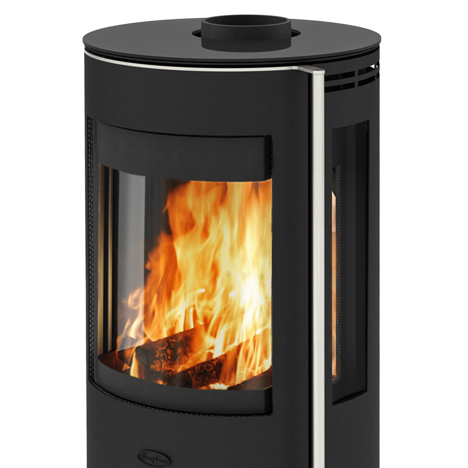 Fireplace Elite Magnolia poêle à bois en acier noir avec plaque de recouvrement en verre.