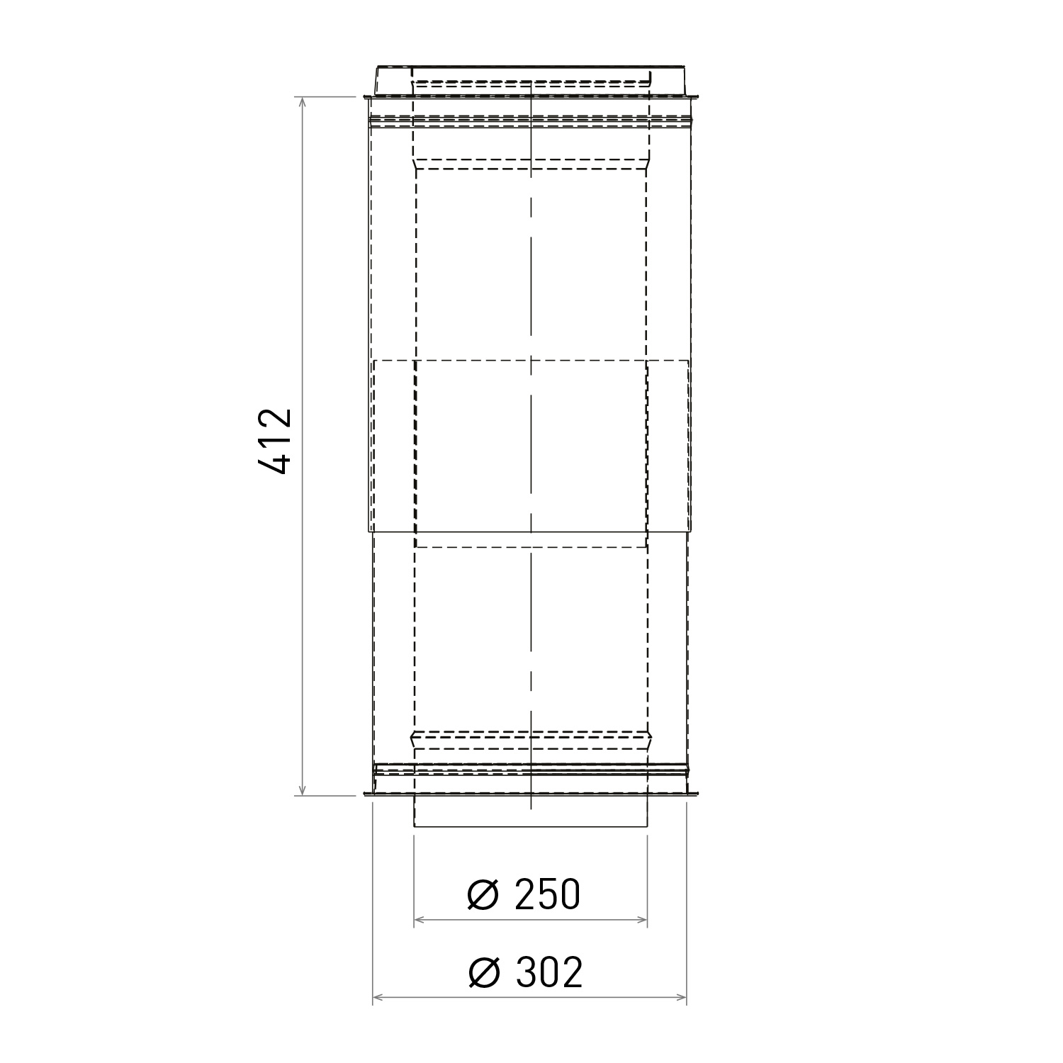 Opsinox conduit de cheminée en acier inoxydable, traversée de mur de 250 mm MD