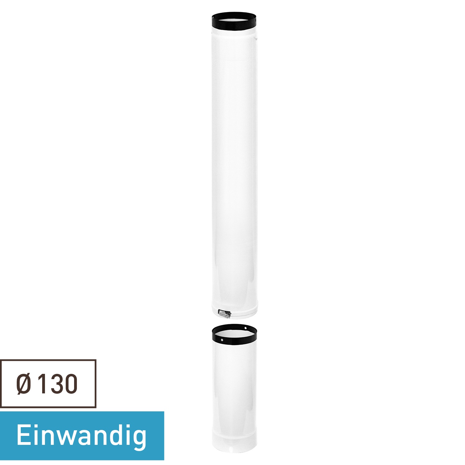 Raik Tuyau de Fumée / Tuyau de Poêle Émaillé 130mm - Longueur 1000mm Tube Télescopique Blanc
