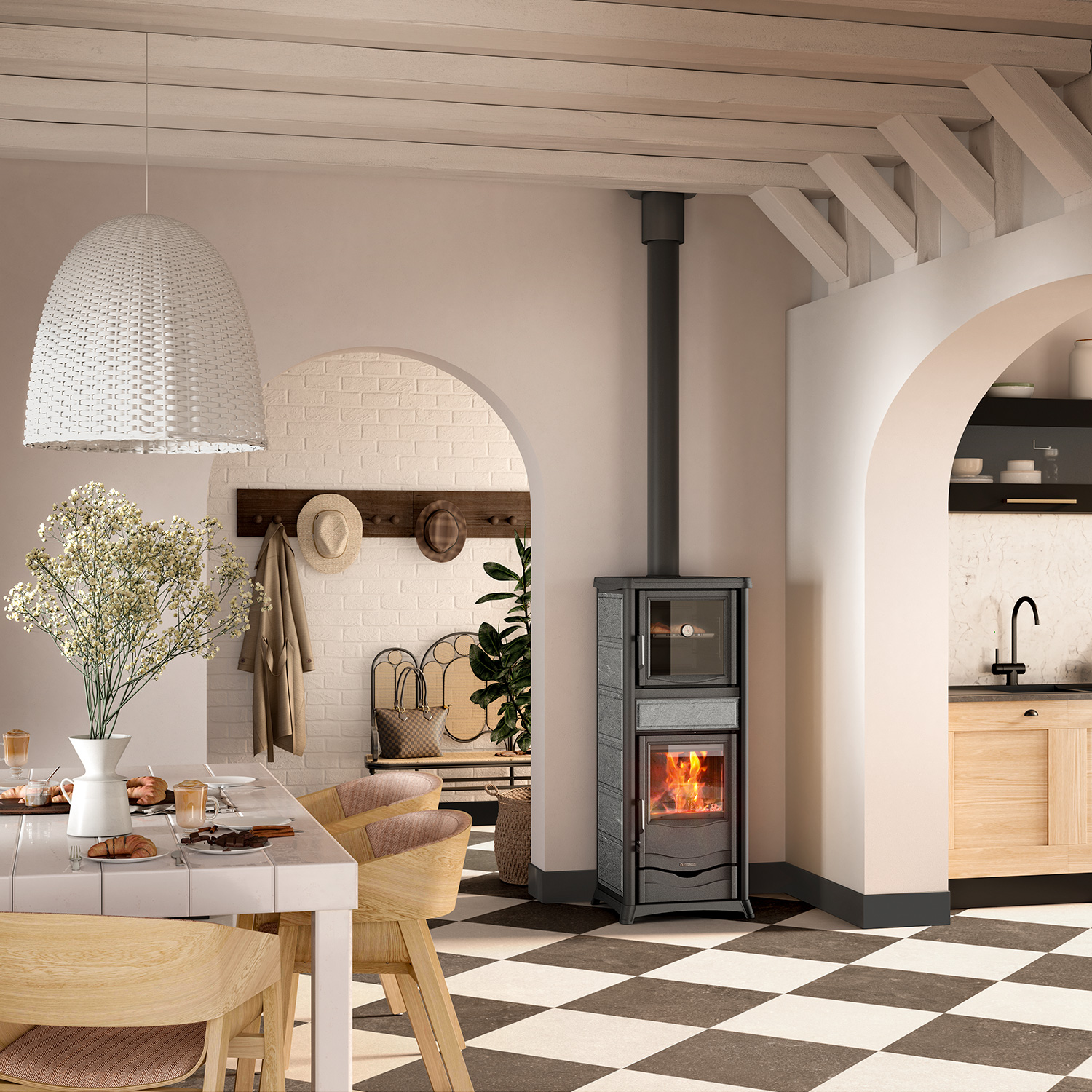 La Nordica Rossella Plus Forno 5.0 Poêle à bois en pierre ollaire