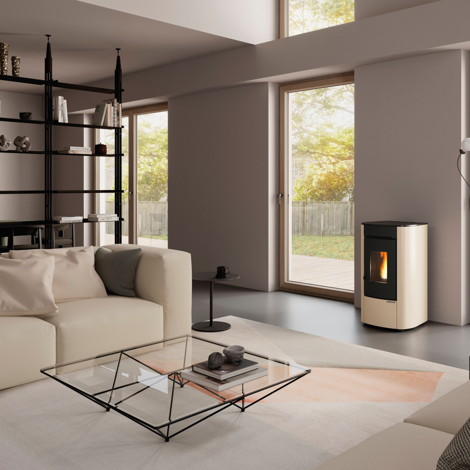 Extraflame Angelica Junior Poêle à pellets ivoire – façade fonte, Wi-Fi, MFB