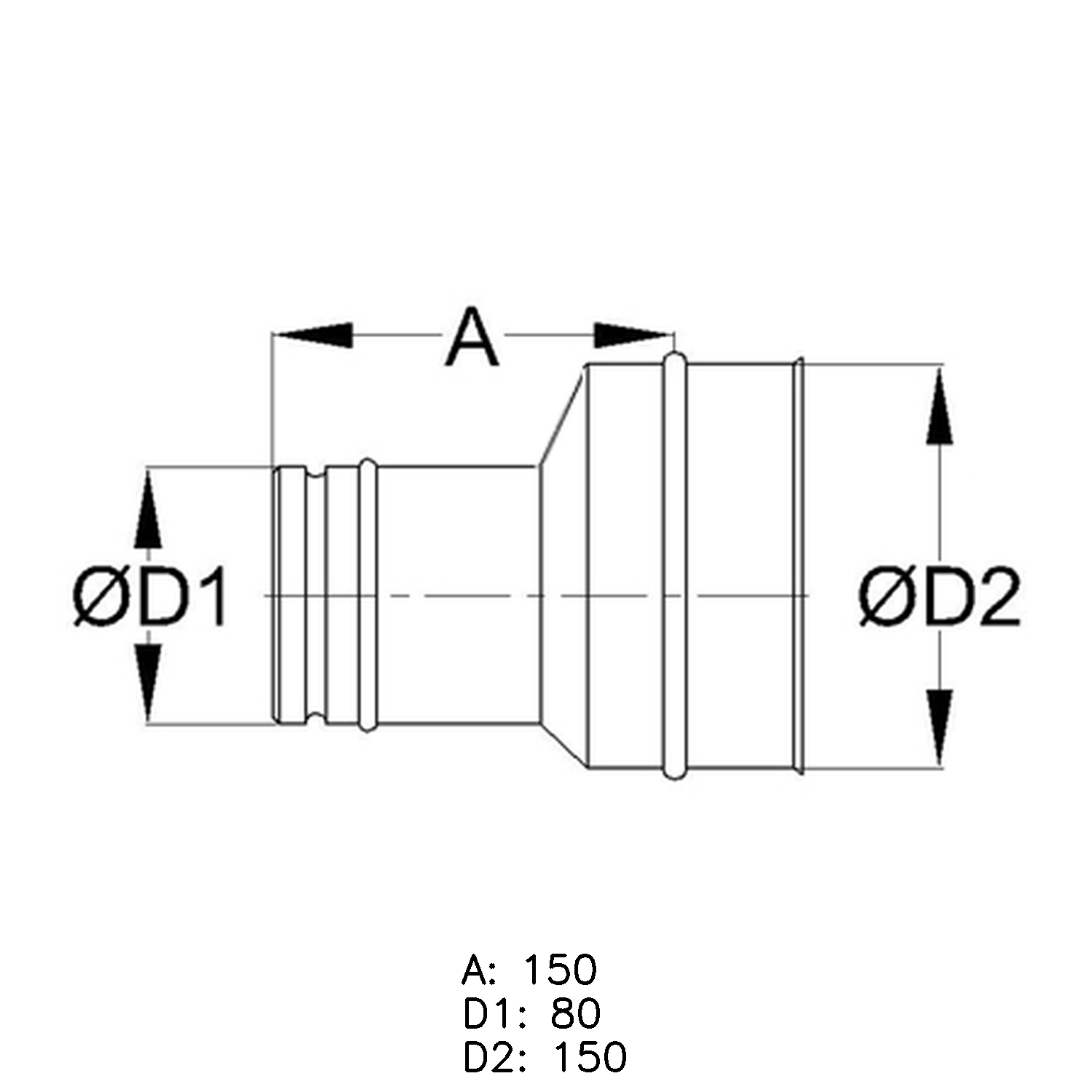 Schiedel extension PPL simple paroi 80mm - 150mm mat excentrique