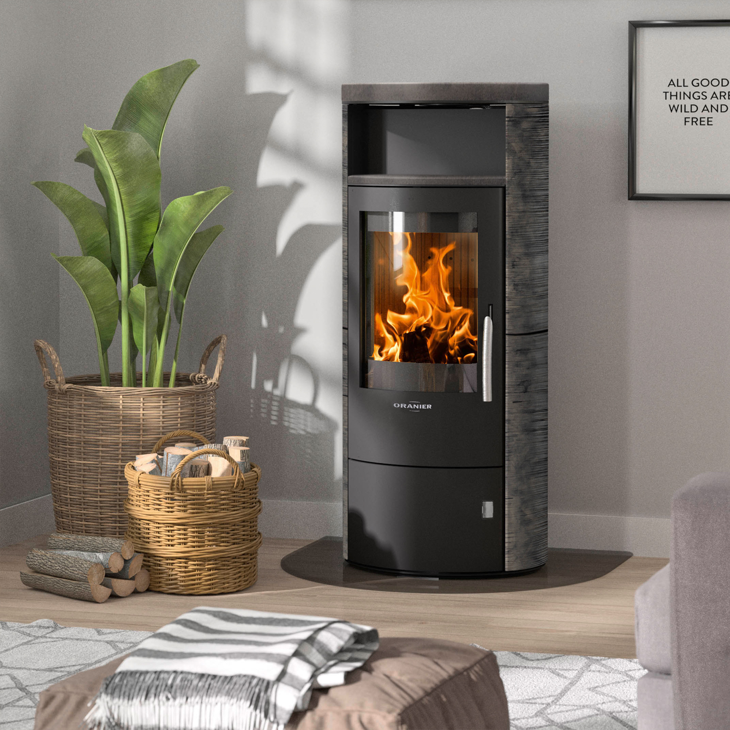 Oranier Polar 7 2.0 Poêle à bois Acier Noir / Céramique Namib