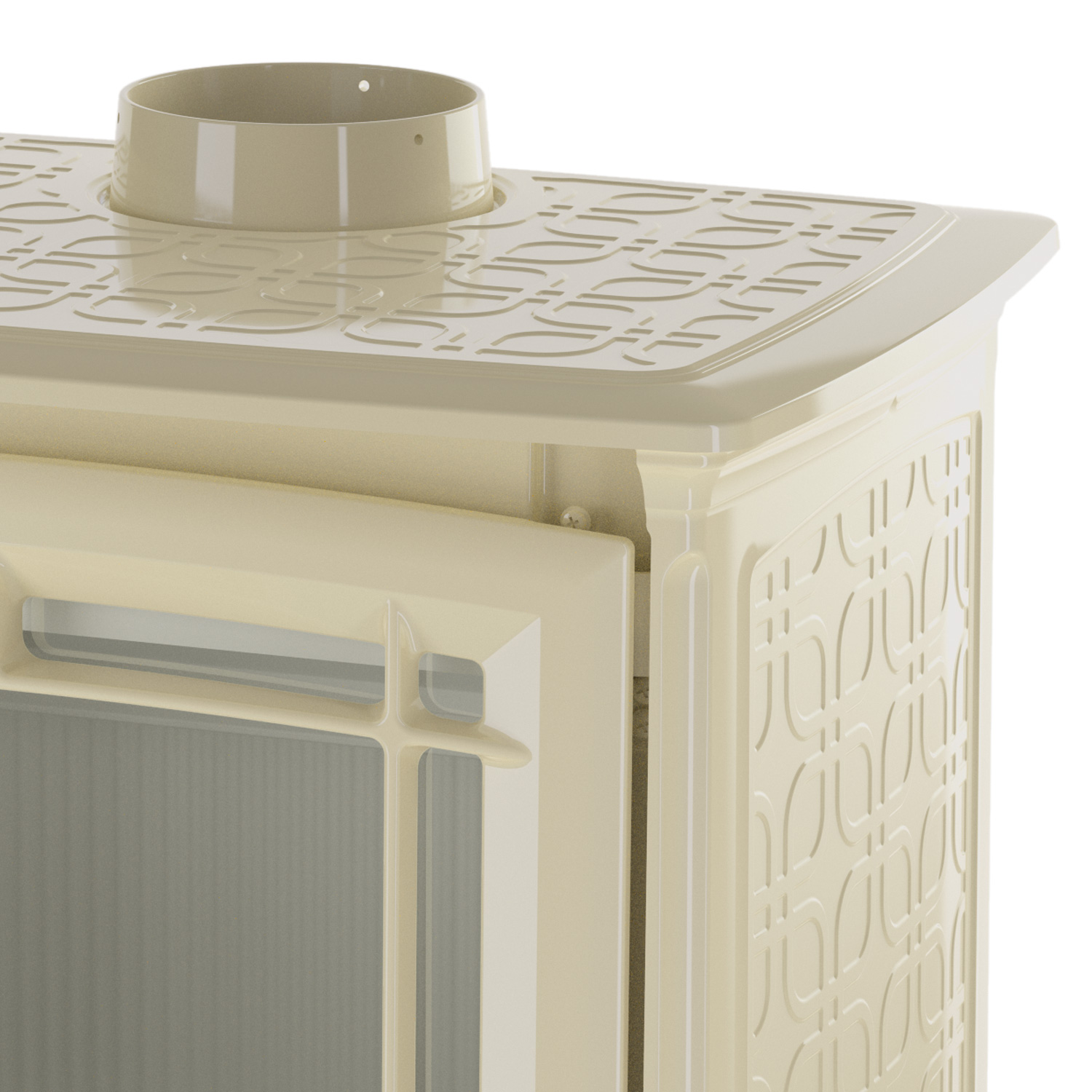 Poêle à bois Hergom Shelburne en fonte émaillée beige