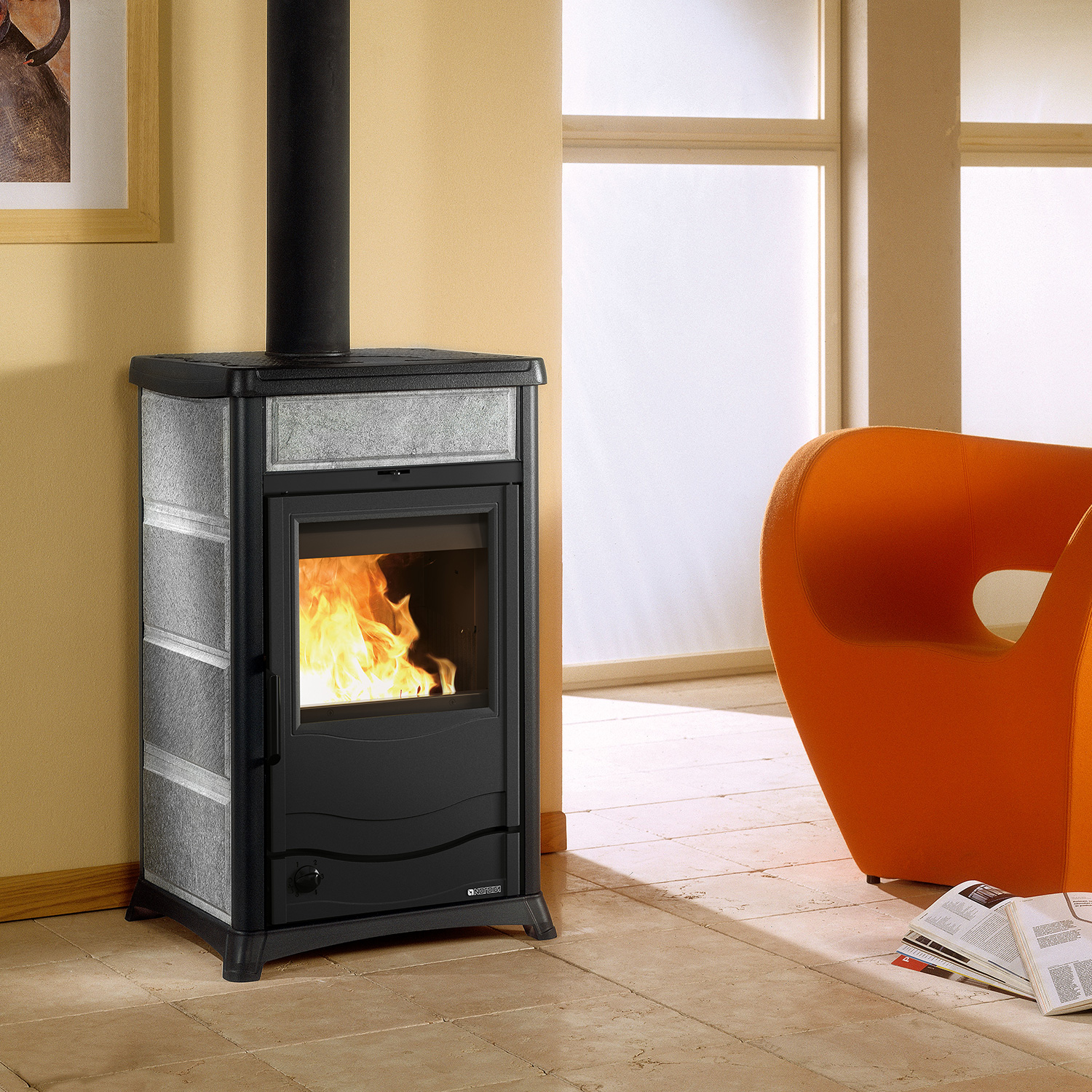 La Nordica Termorossella Plus EVO DSA 16 poêle à bois bouilleur pierre ollaire