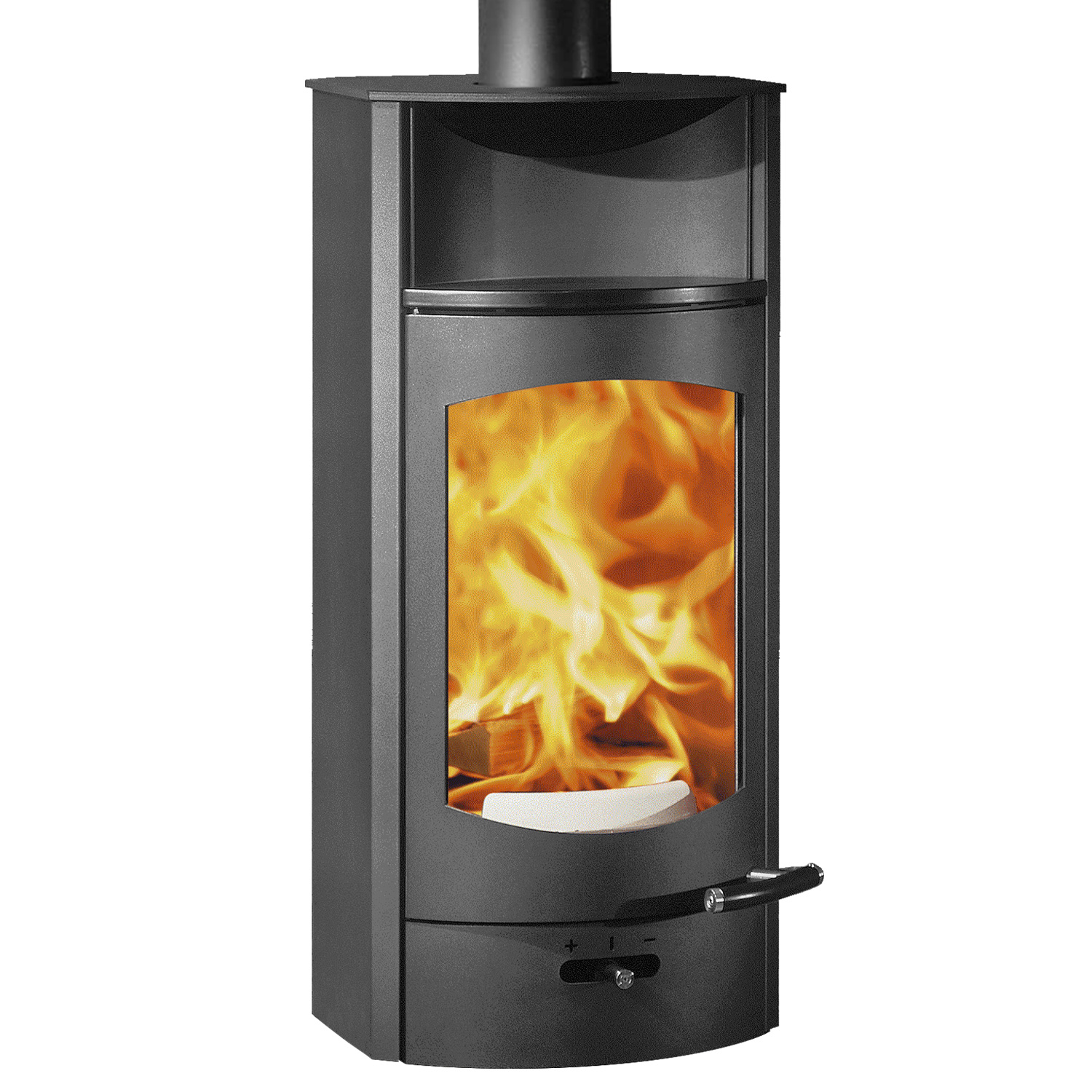 Austroflamm Flok 2.0 Poêle à bois en acier noir, sortie de fumée par le haut