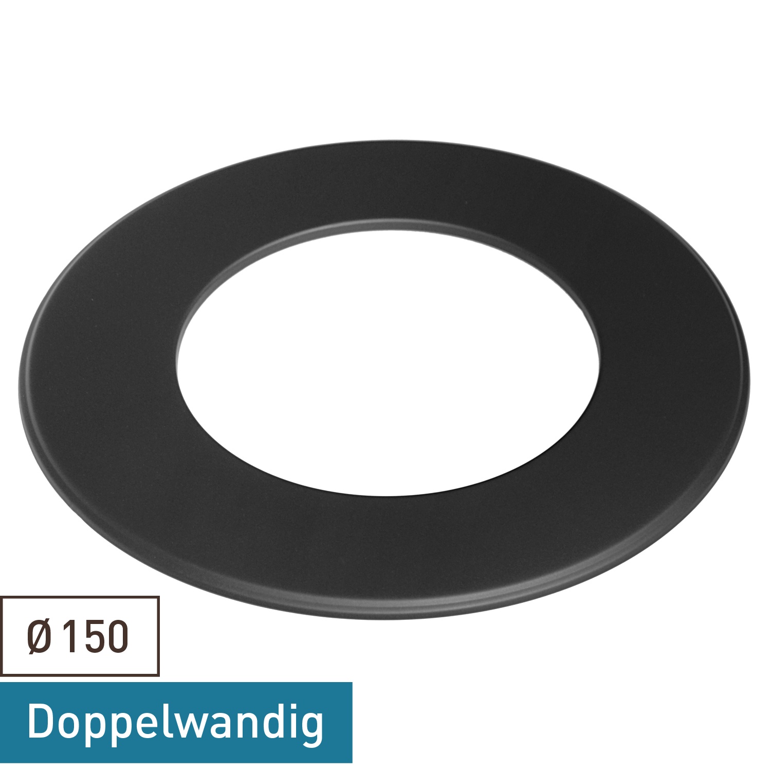 Raik Coltherm Rosace murale 150mm noire double paroi pour tuyau de fumée / conduit de fumée