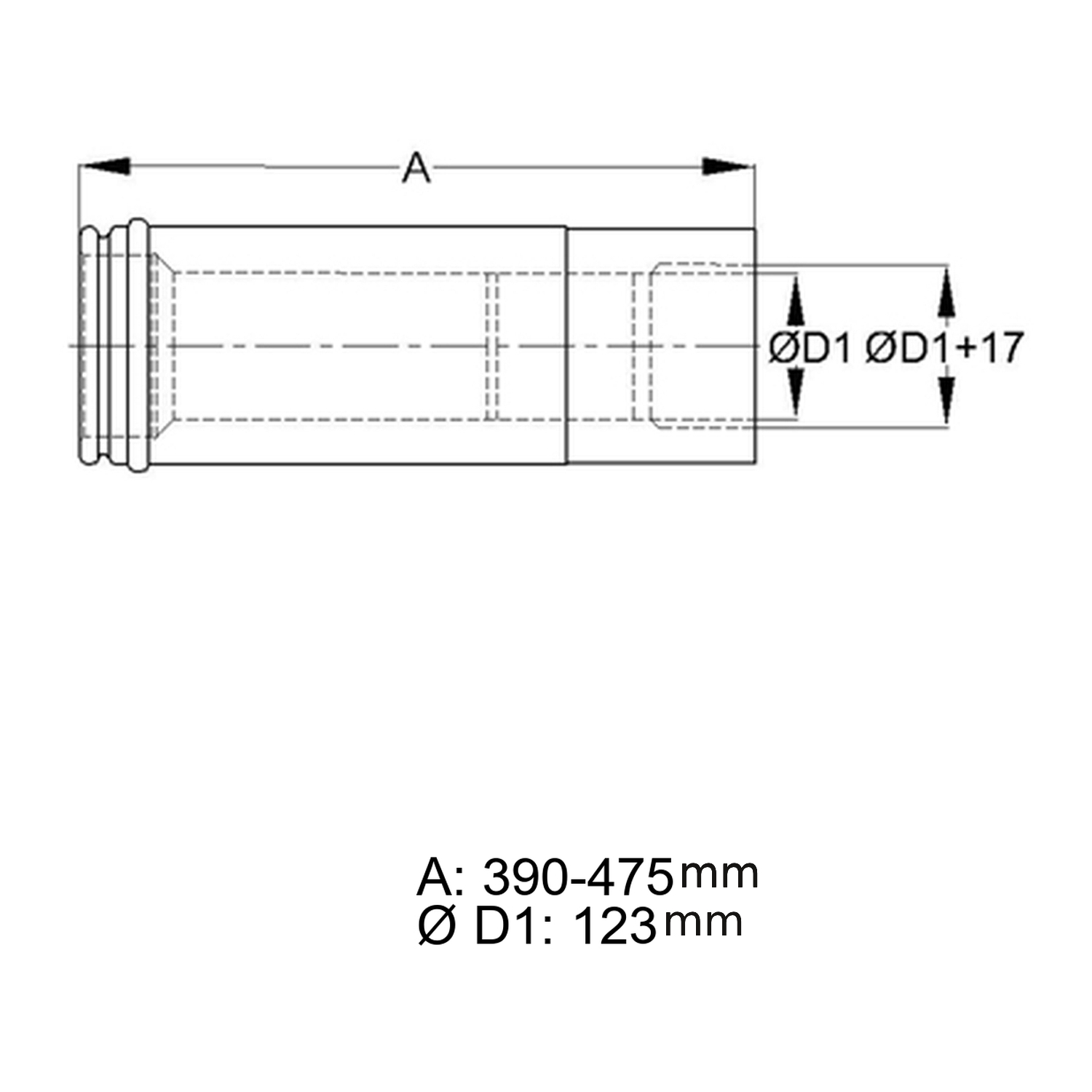 Schiedel double paroi manchon 130 isolé, réglable pour ICS Ø130 mm double paroi brillant