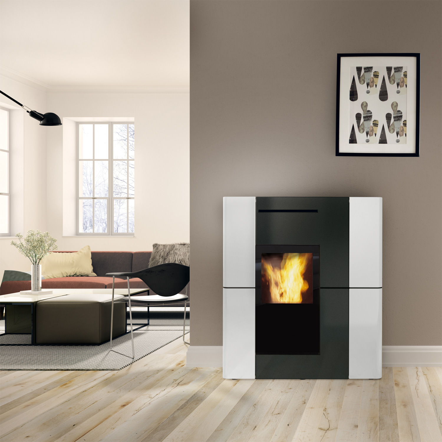 Edilkamin Blade H 23 Evo poêle à granulés bouilleur céramique blanc mat incl. kit R-FX Edilkamin Blade H 23 Evo poêle à granulés bouilleur céramique blanc mat incl. kit R-FX