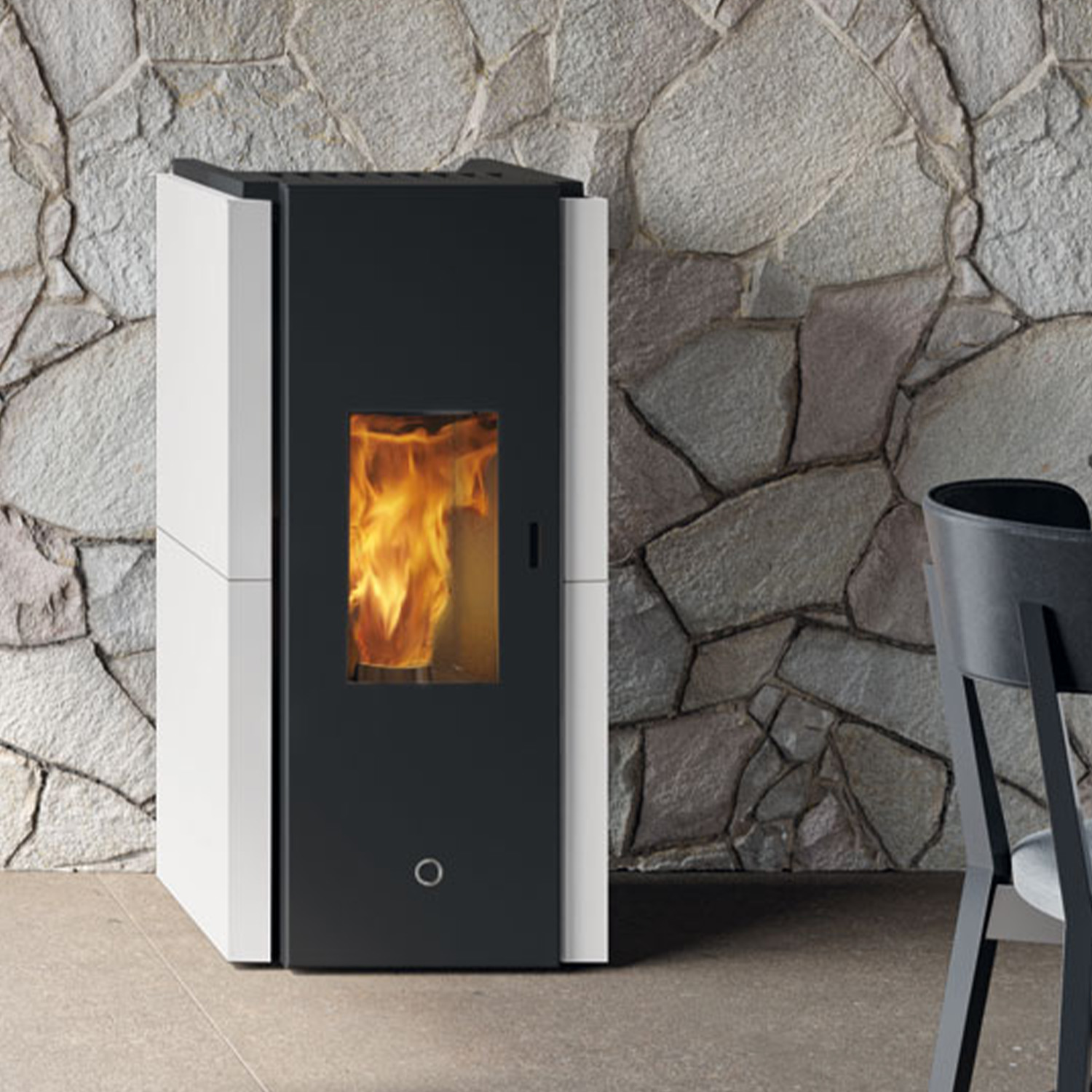 EK63 Zone 80 Evo poêle à granulés acier blanc perle