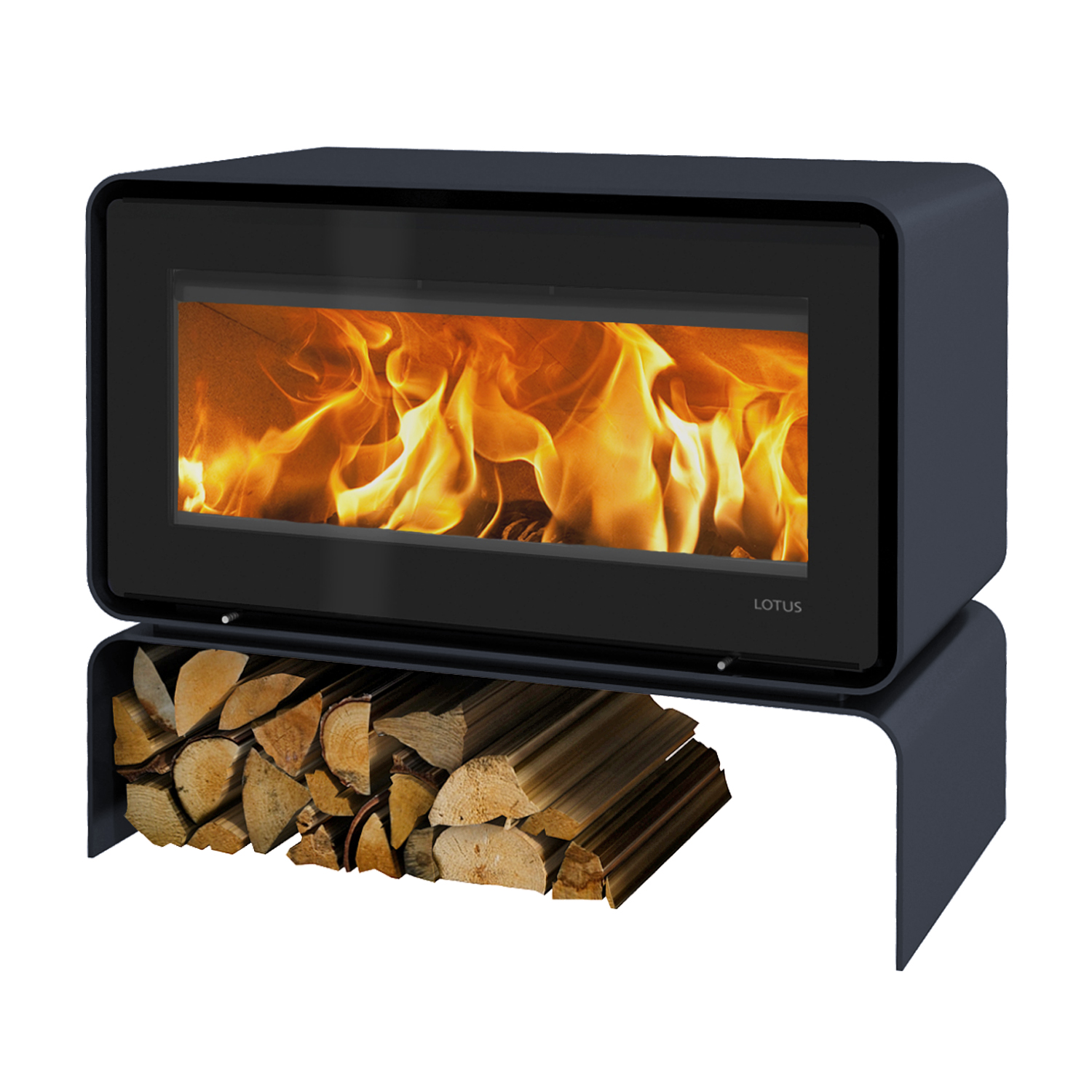 Poêle à bois Lotus Living Base Ocean Dark, sortie de fumée arrière