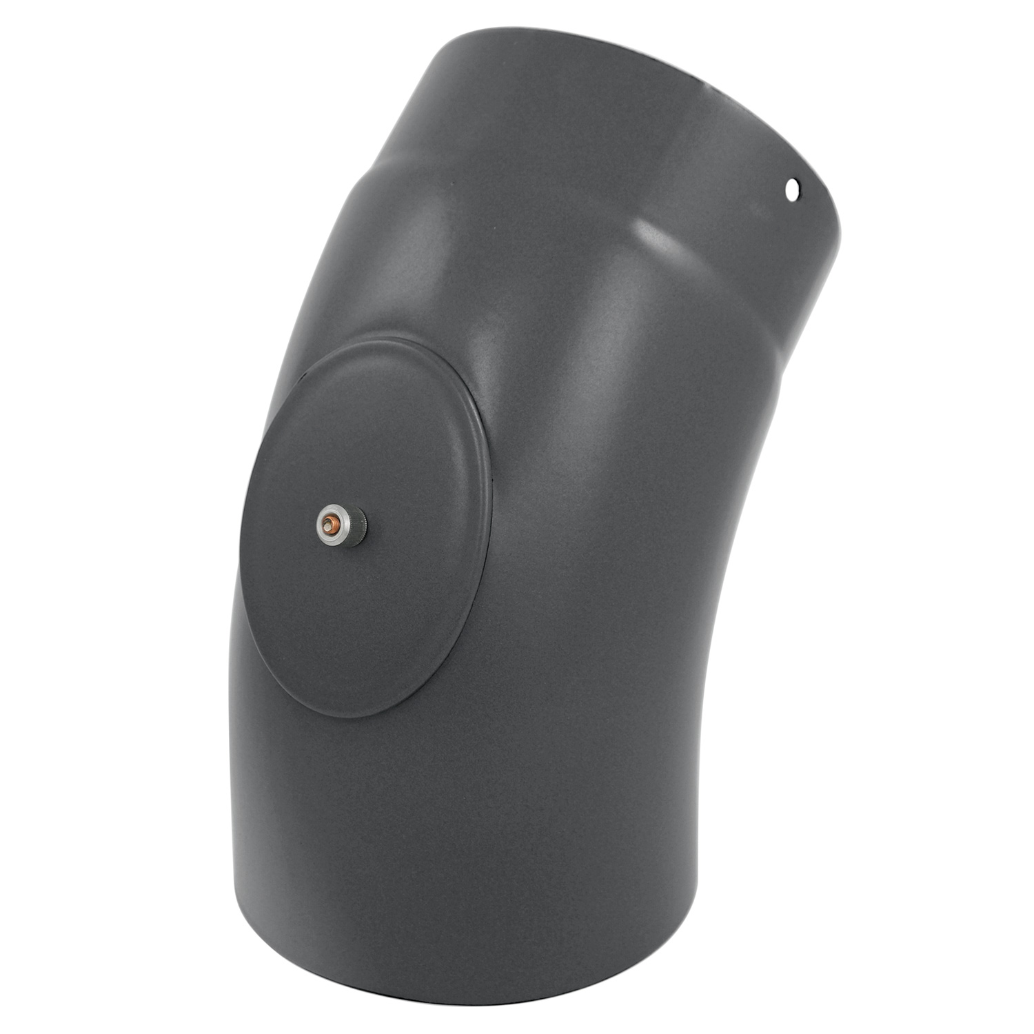 Coude de conduit de fumée / Coude de tuyau de poêle émaillé 150 mm - Coude lisse à 45° gris avec ouverture de nettoyage Coude de conduit de fumée / Coude de tuyau de poêle émaillé 150 mm - Coude lisse à 45° gris avec ouverture de nettoyage