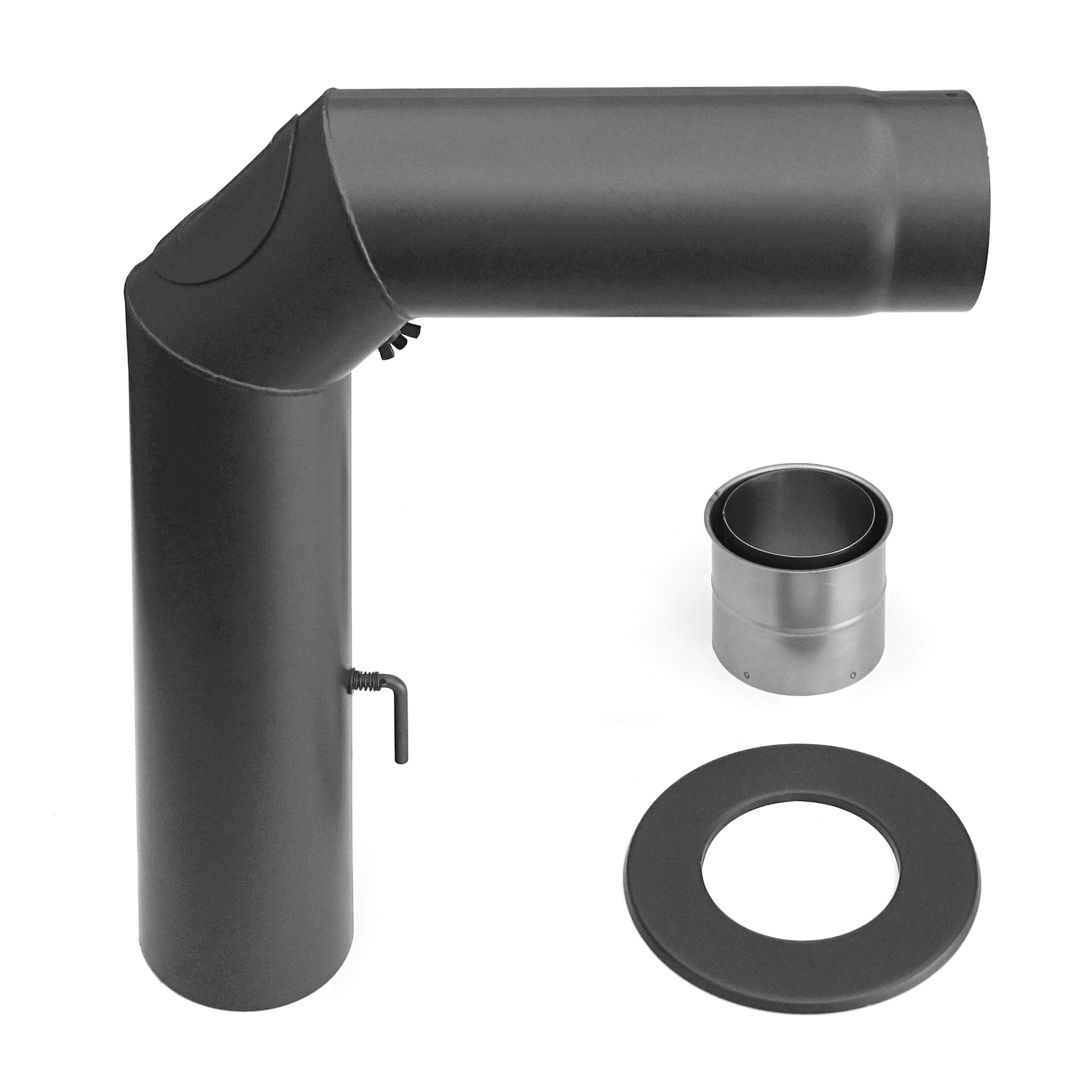 Raik Basic jeu de coudes de tuyau de fumée 160mm gris fonte soudé/angulaire pour tuyau de fumée / conduit de fumée