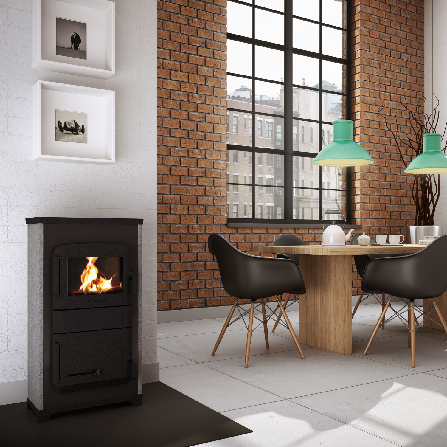 Wamsler RH-8 A/D Poêle d'atelier en pierre naturelle / Combustion continue automatique