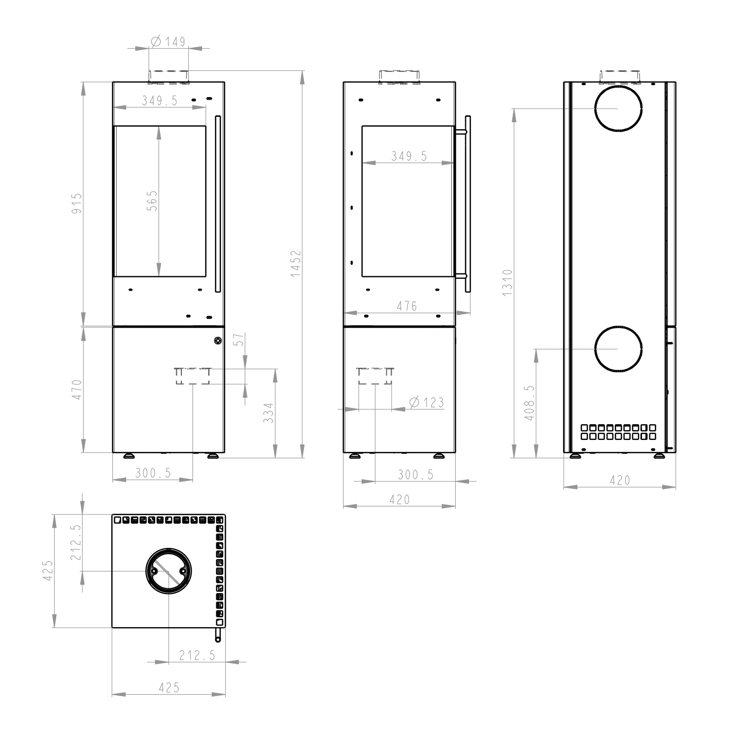 Olsberg Ipala Smart Compact poêle à bois en acier noir, charnière de porte à gauche, porte en acier avec module PowerBloc! inclus PowerBloc!
