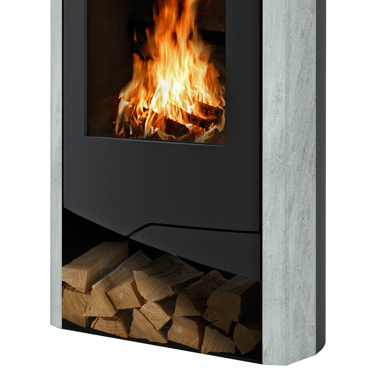 Wamsler Nevada poêle à bois acier noir/ pierre naturelle