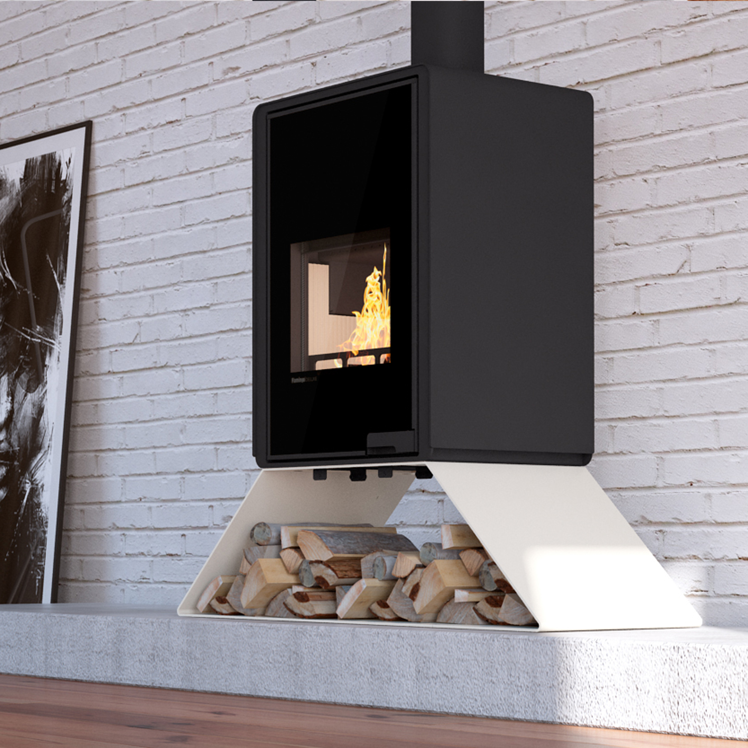 HS Flamingo Deluxe Senai Poêle à bois Crème