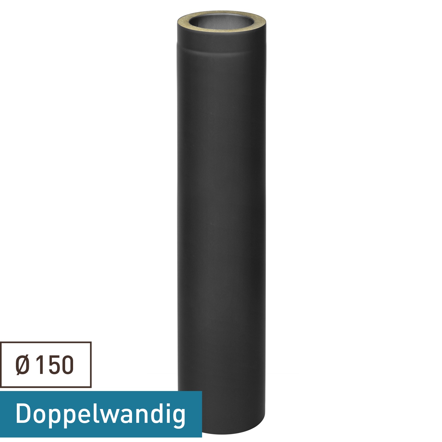 Raik Coltherm tuyau 150mm noir double paroi L: 1000mm pour tuyau de fumée / conduit de fumée