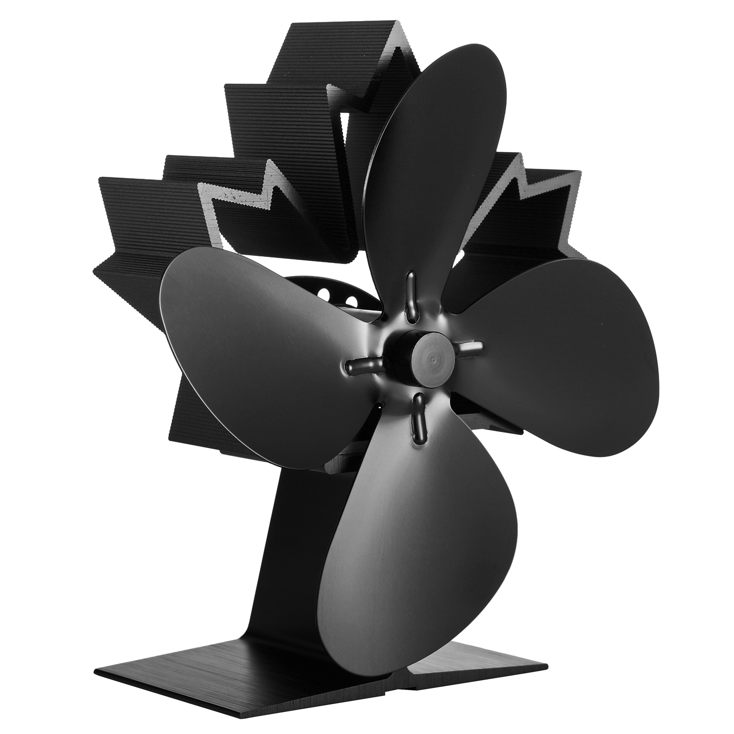 Ensemble d'accessoires de cheminée Raik Otto 3 pièces + ventilateur de cheminée sans électricité / ventilateur de poêle à 4 pales
