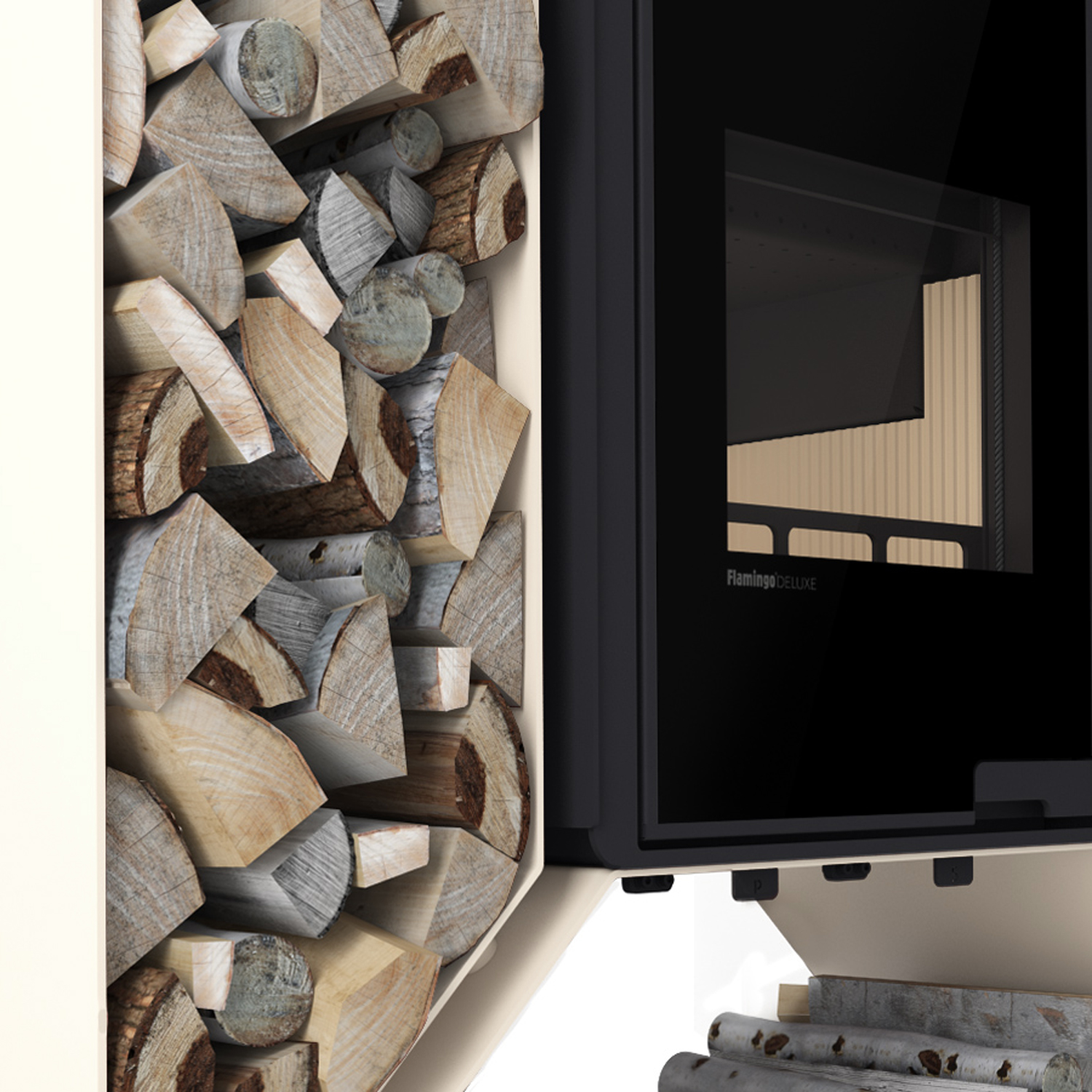 HS Flamingo Deluxe Kampa Poêle à bois Crème Étagère gauche