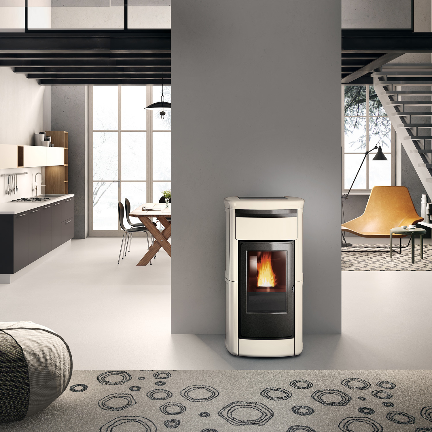 Edilkamin Kira2 H 22 Up poêle à granulés bouilleur céramique parchemin