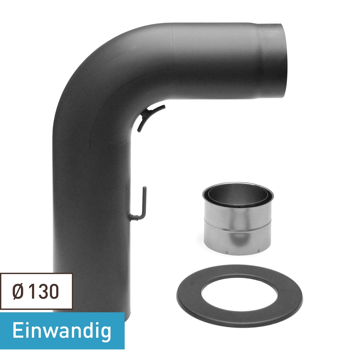 Raik Basic ensemble de coudes de tuyau de fumée 130mm gris fonte FULLFORM rond pour tuyau de fumée / conduit de fumée