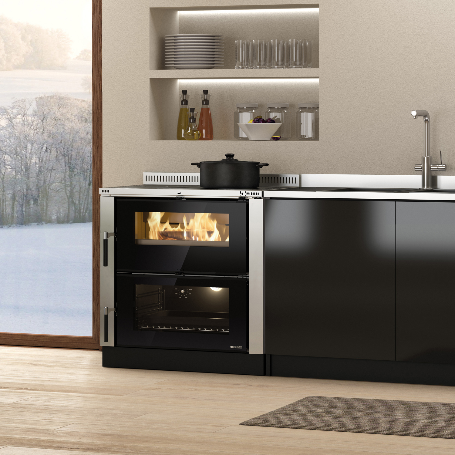 La cuisinière à bois La Nordica Verona XXL en acier inoxydable