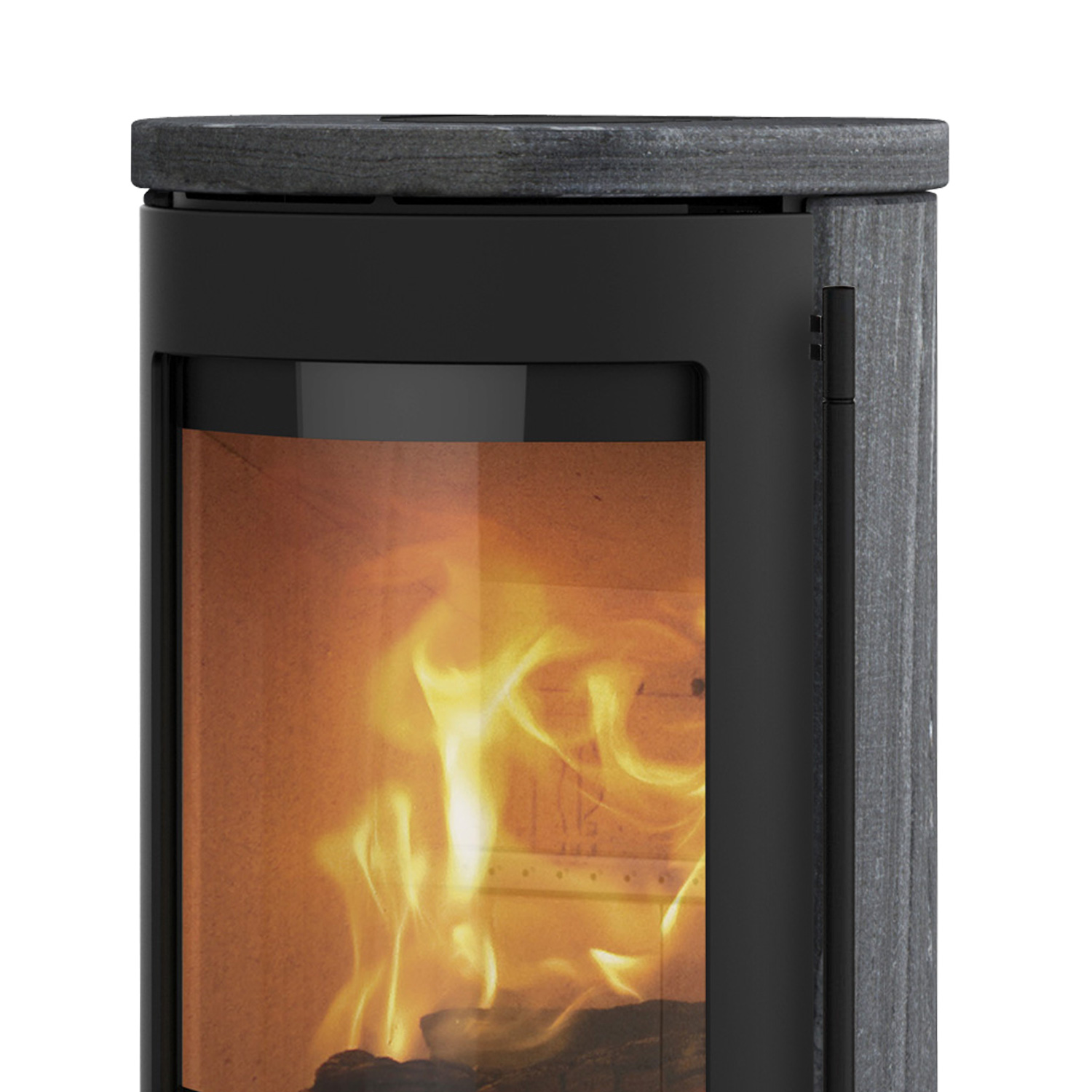 Lotus Prestige Basic S Poêle à bois Noir/ Indian Night, RR arrière ou RR dessus/ variantes de poignée optionnelles DIBT