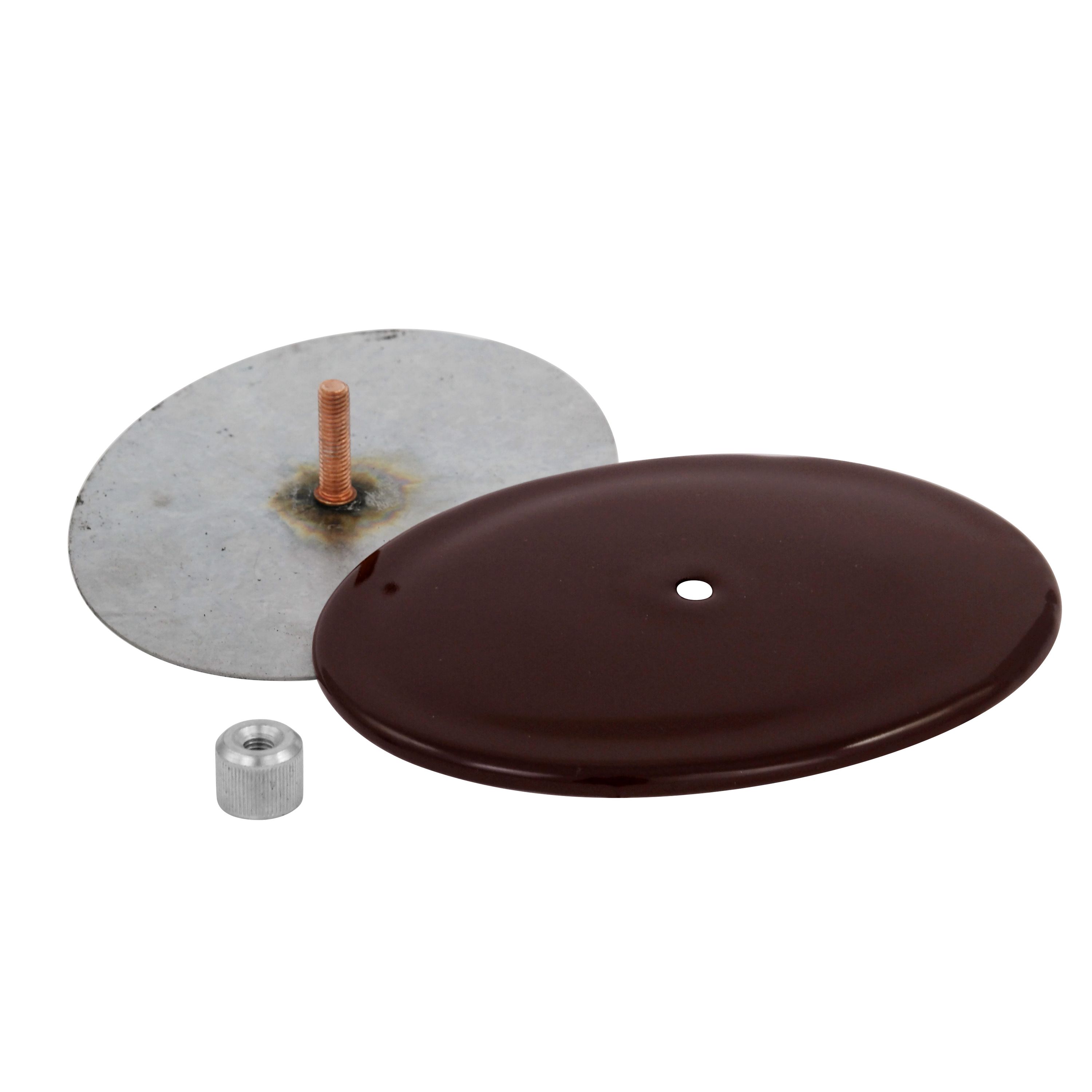 Coude de conduit de fumée / Coude de tuyau de poêle émaillé 150 mm - Coude 90° lisse marron avec ouverture de nettoyage