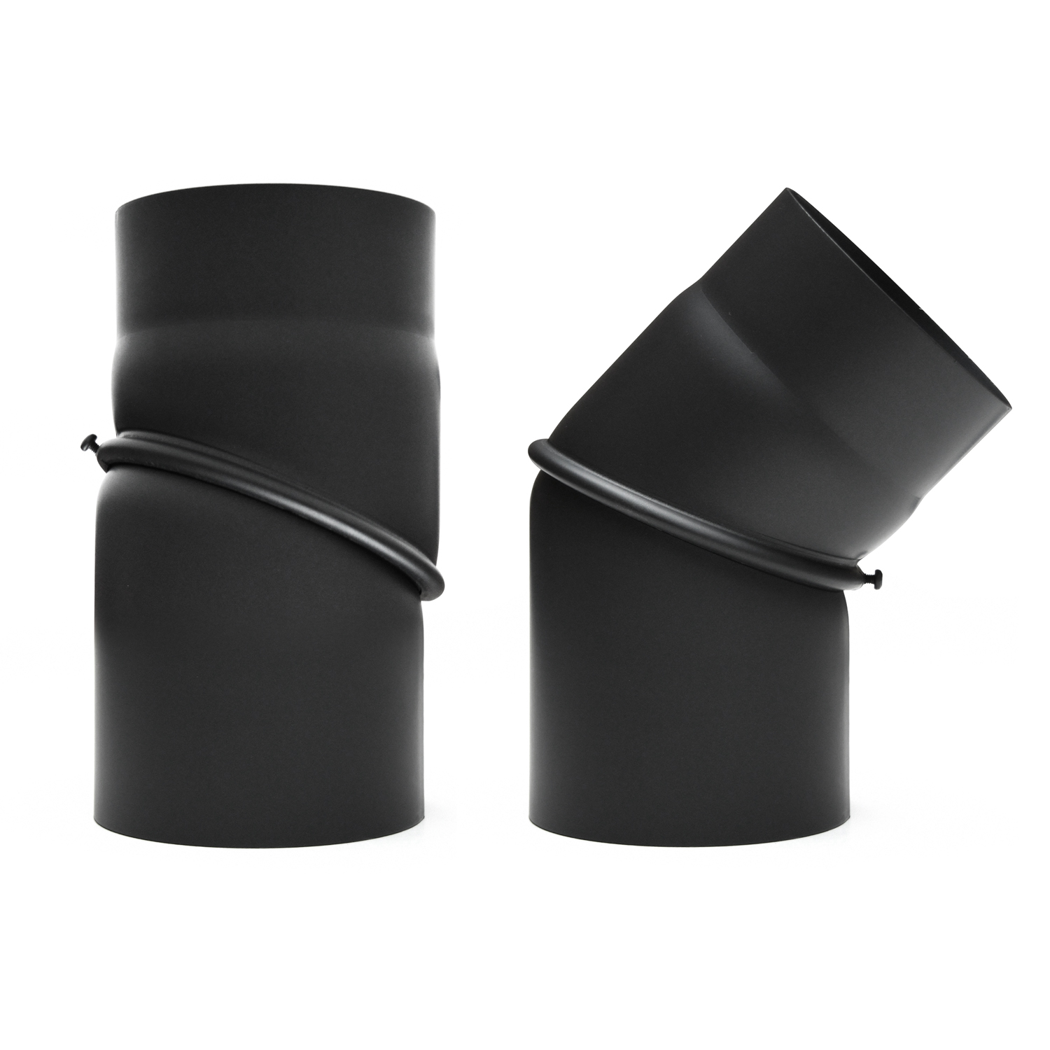 Coude de conduit de fumée Raik / Tuyau de poêle 150 mm - 0° - 45° sans ouverture de nettoyage noir