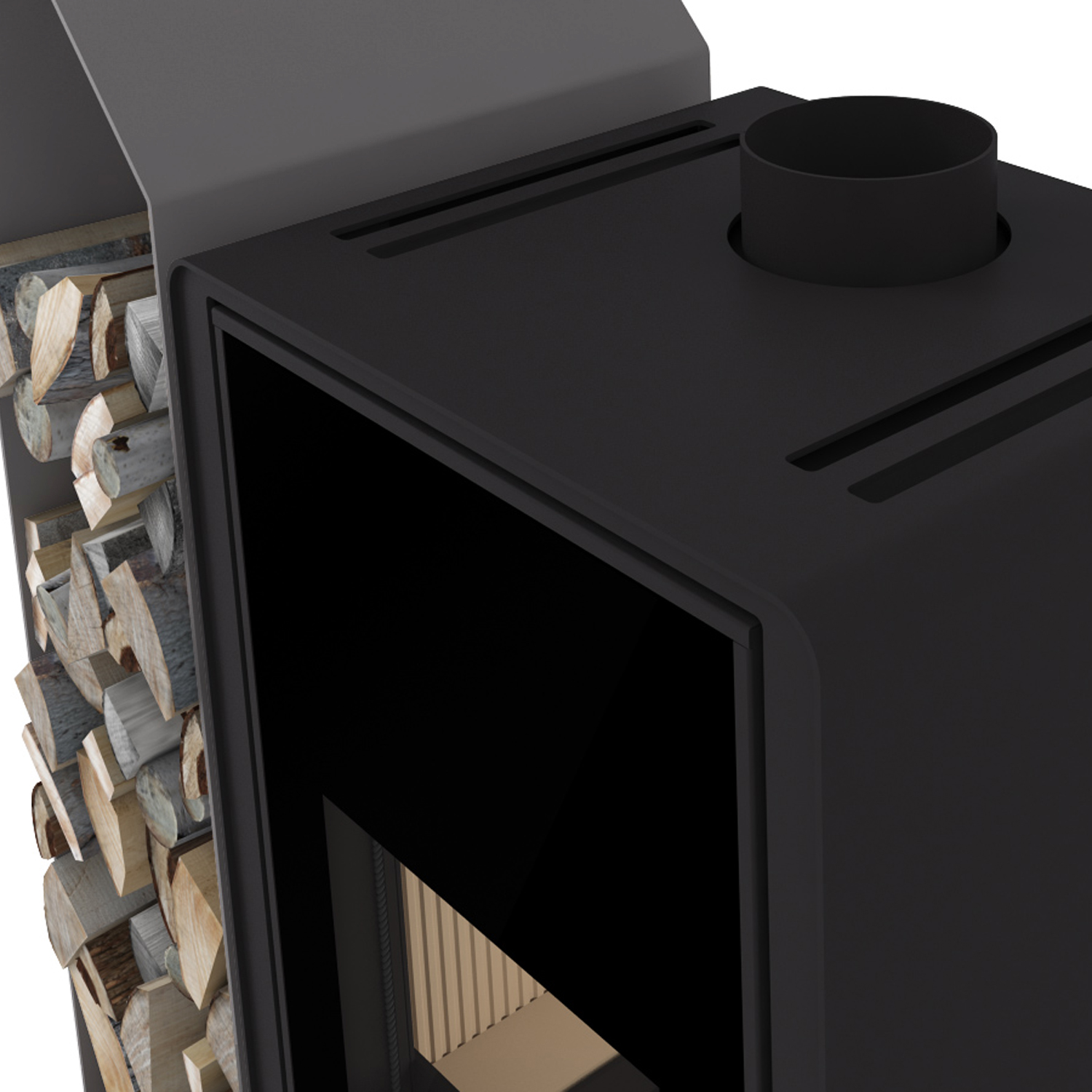 HS Flamingo Deluxe Kampa Poêle à bois Gris Étagère à gauche