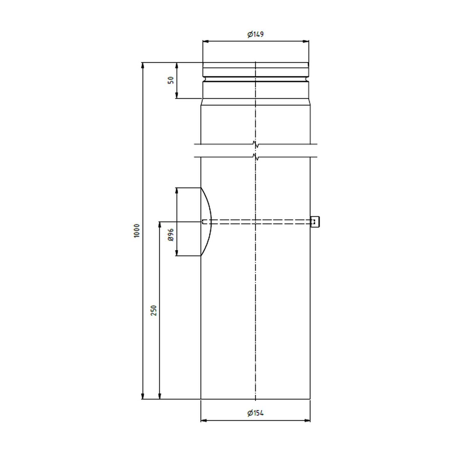 Raik tuyau LS diamètre 150x1000x2,00mm rétreint avec porte intégrée noir